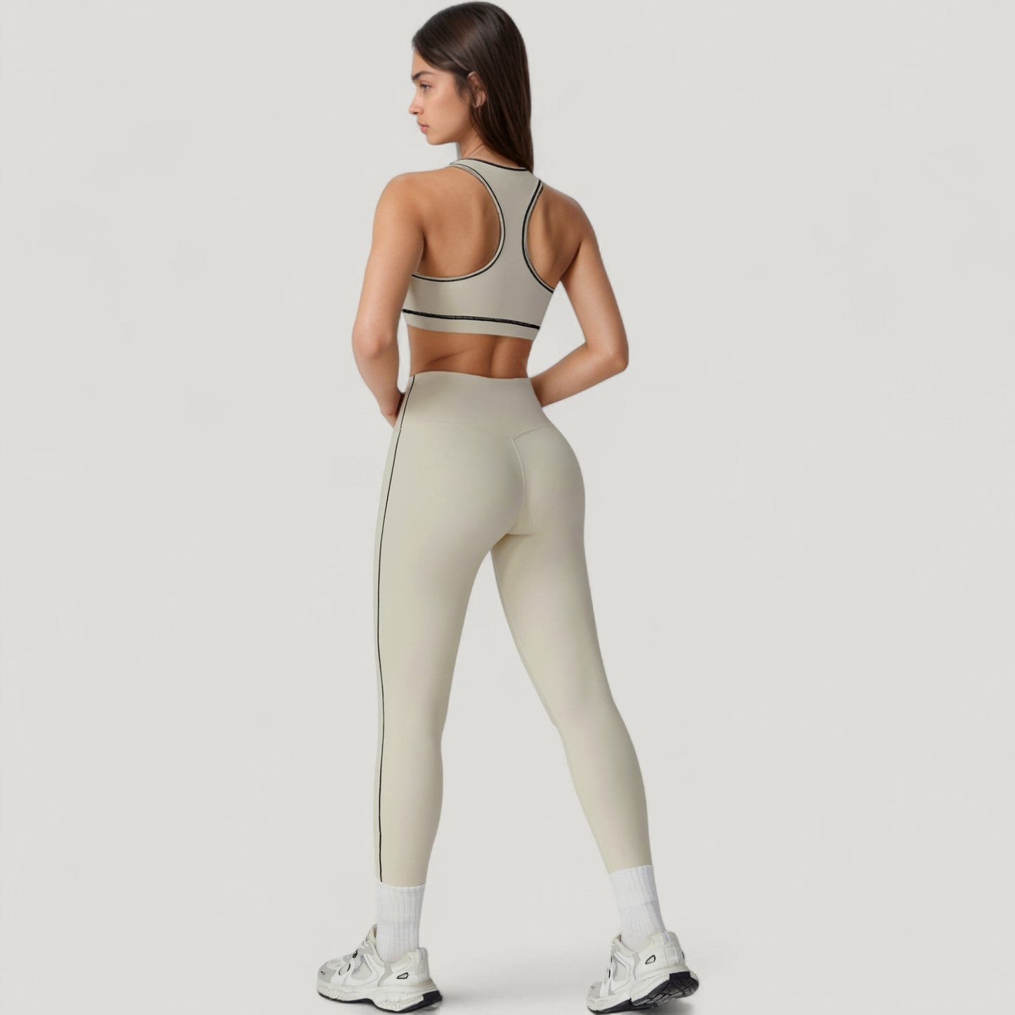 High Waist Contoured Seam Activewear Leggings with Stretch Fit and Full Length