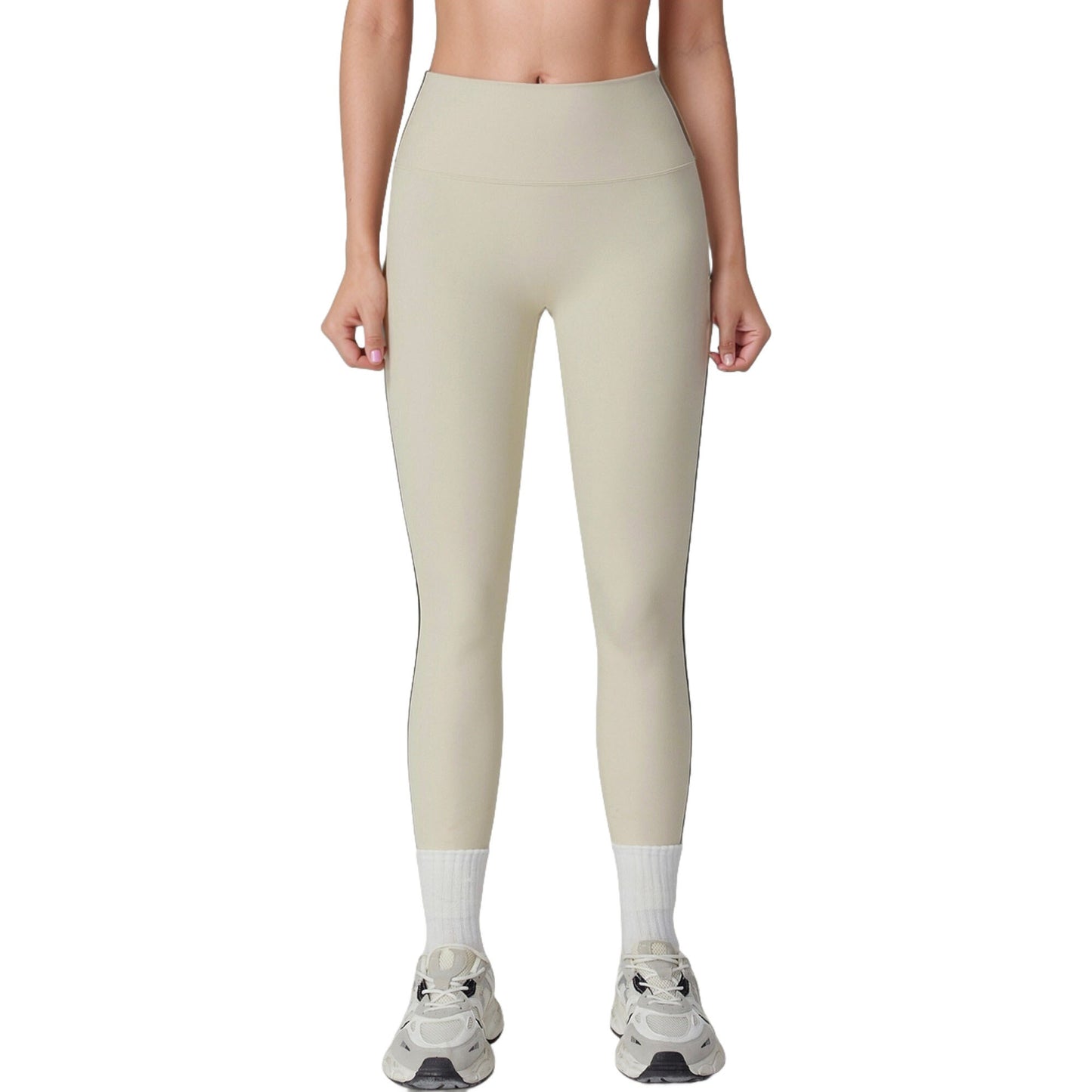 High Waist Contoured Seam Activewear Leggings with Stretch Fit and Full Length
