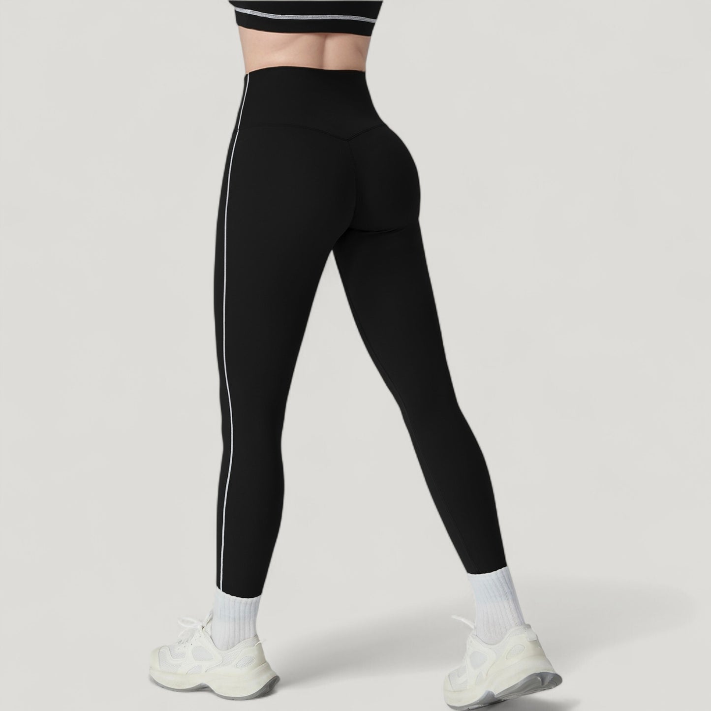 High Waist Contoured Seam Activewear Leggings with Stretch Fit and Full Length