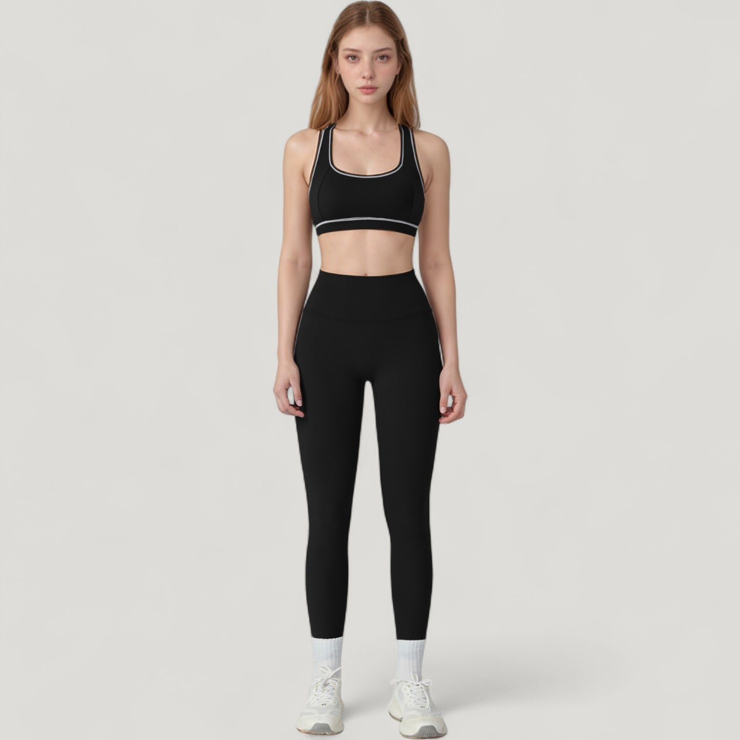 High Waist Contoured Seam Activewear Leggings with Stretch Fit and Full Length