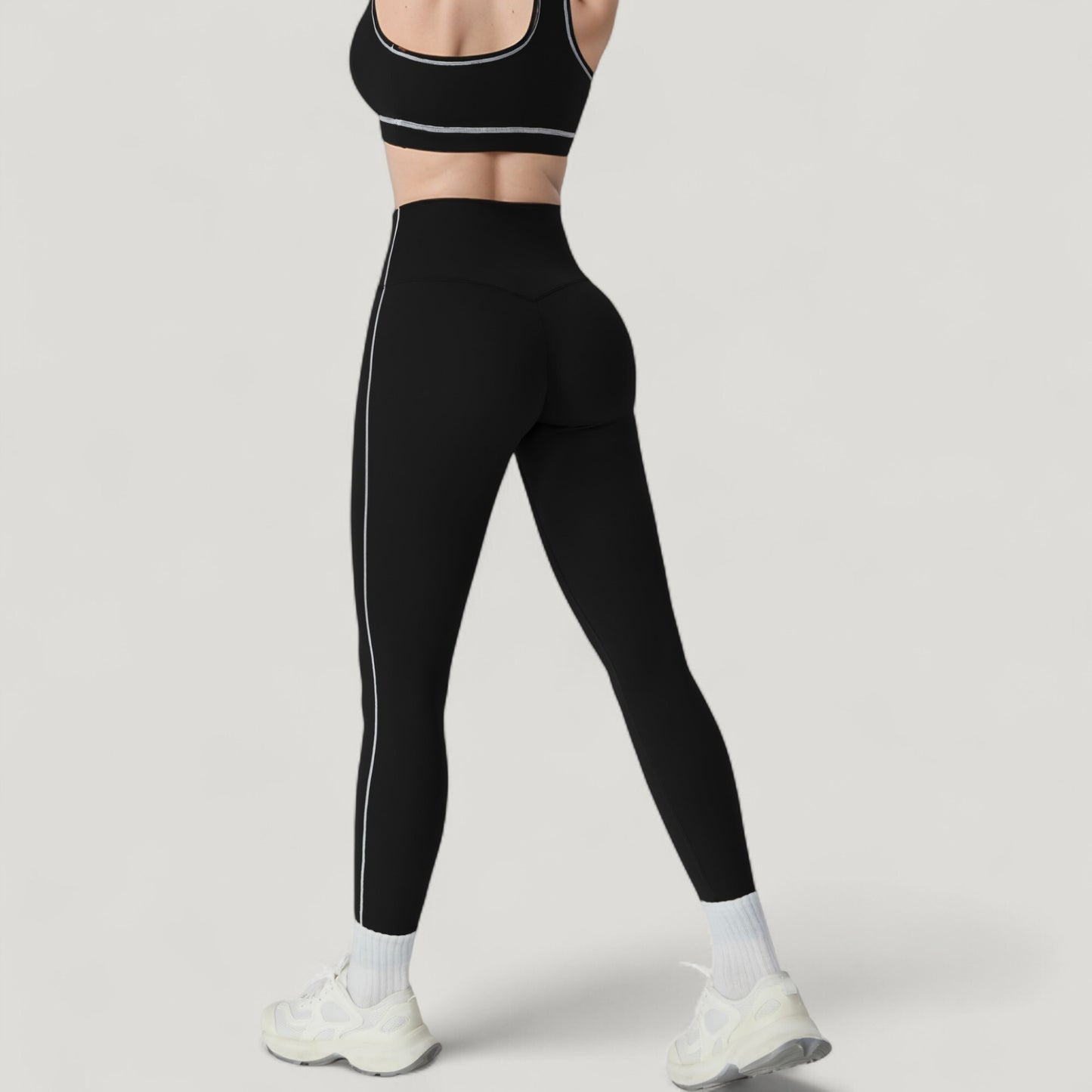 High Waist Contoured Seam Activewear Leggings with Stretch Fit and Full Length