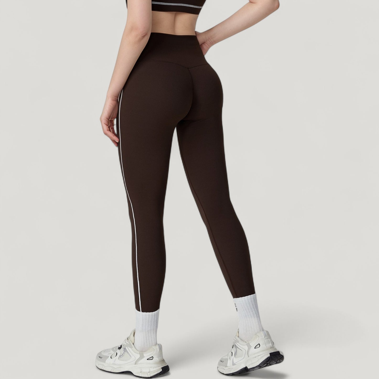 High Waist Contoured Seam Activewear Leggings with Stretch Fit and Full Length