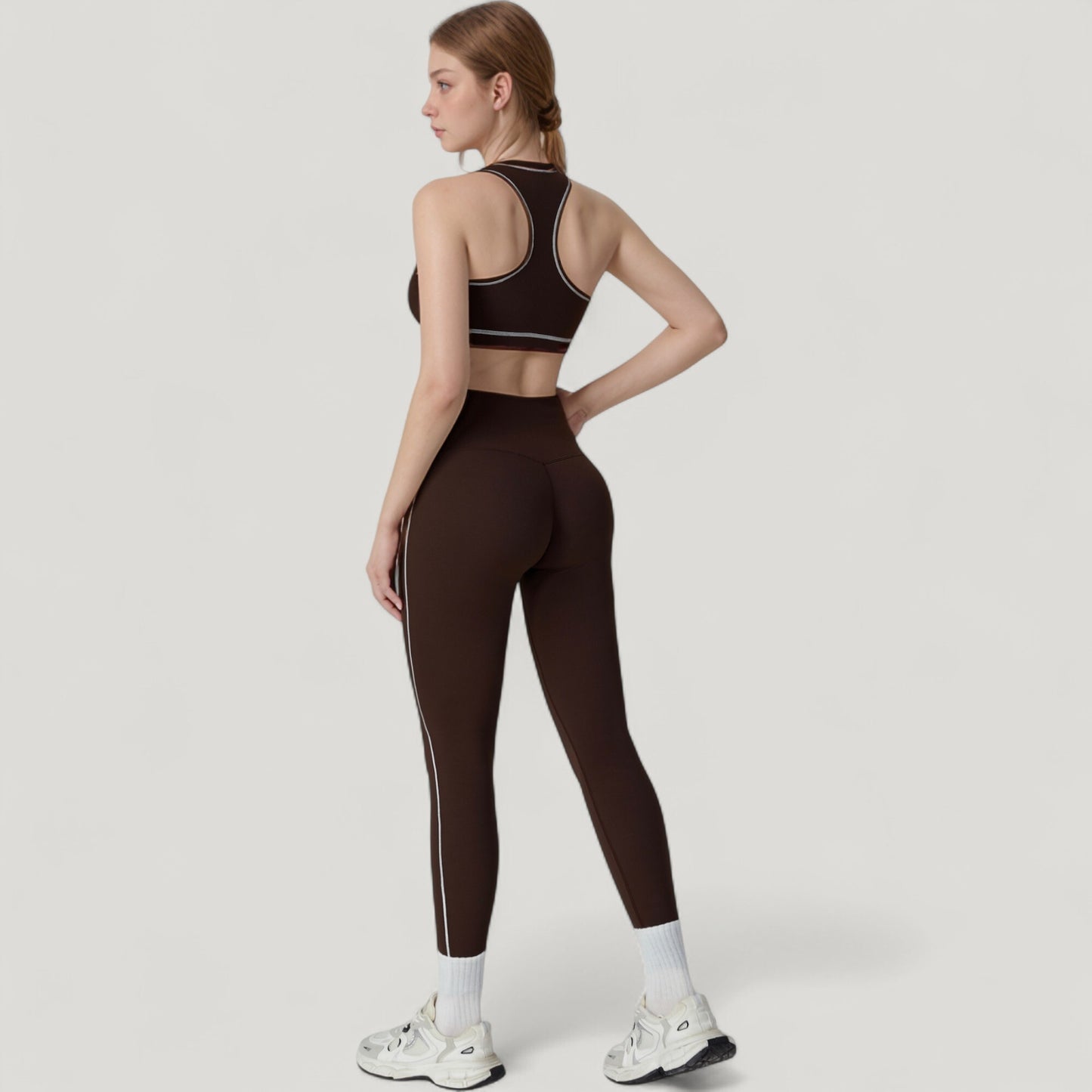 High Waist Contoured Seam Activewear Leggings with Stretch Fit and Full Length