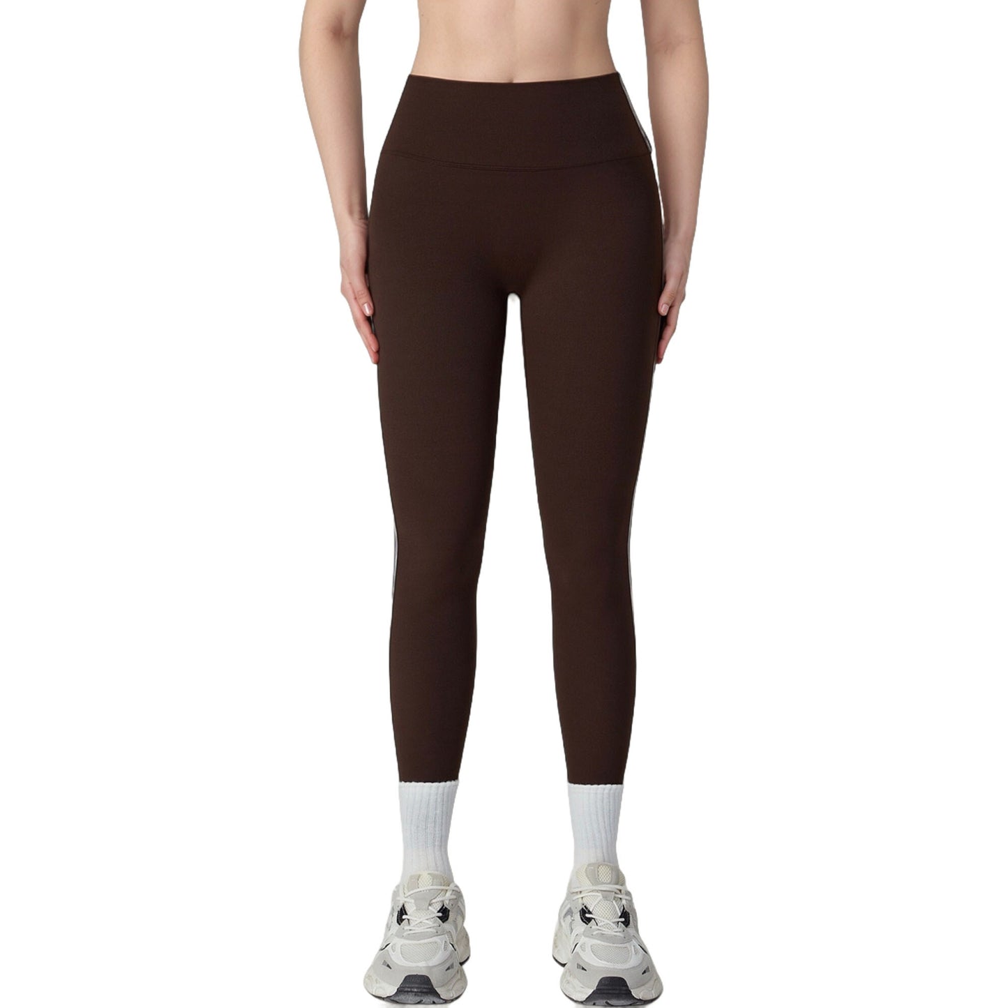 High Waist Contoured Seam Activewear Leggings with Stretch Fit and Full Length