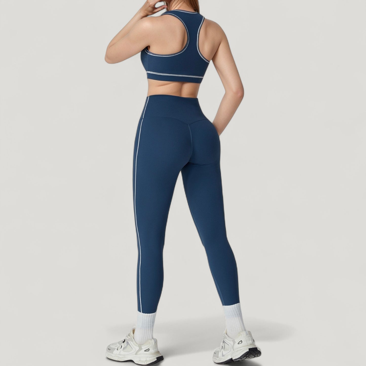 High Waist Contoured Seam Activewear Leggings with Stretch Fit and Full Length
