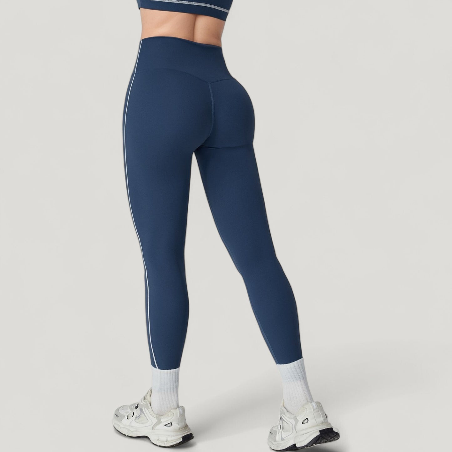 High Waist Contoured Seam Activewear Leggings with Stretch Fit and Full Length