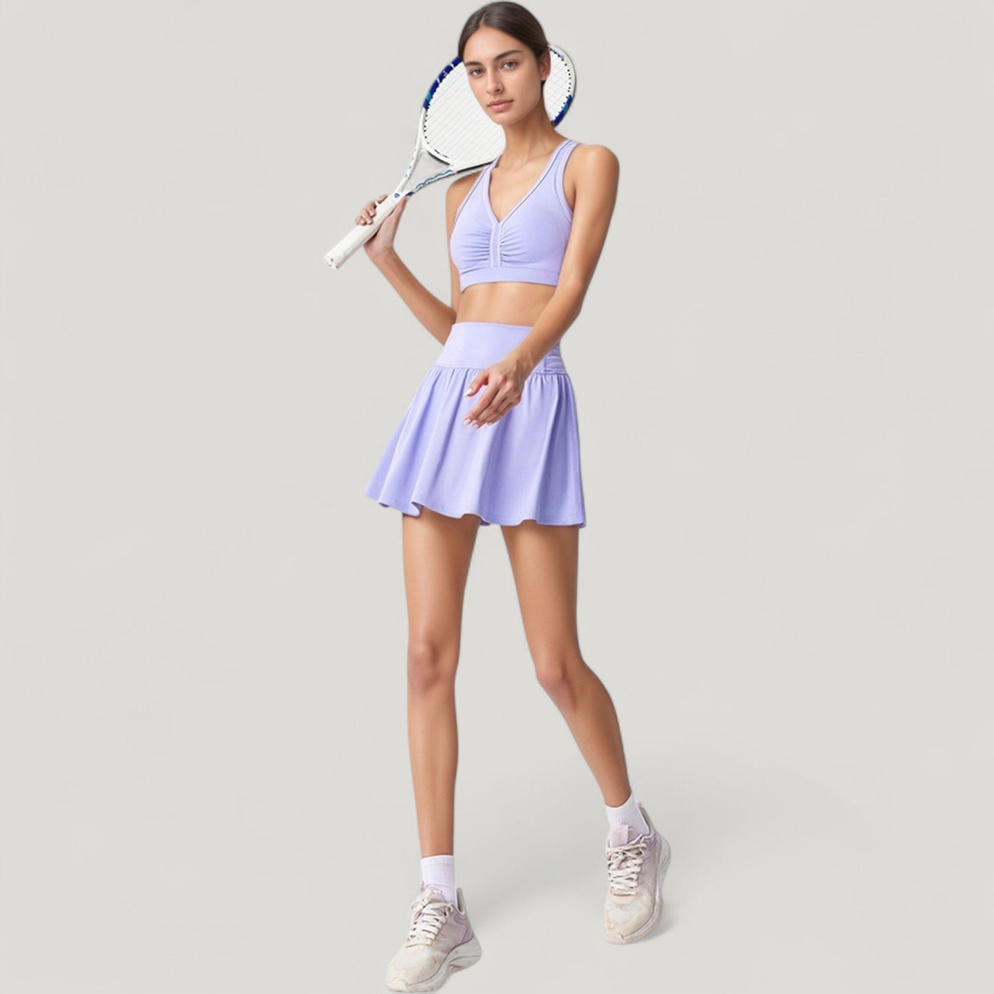High Waist Flared Activewear Skirt with Wide Waistband and Flowing Hem