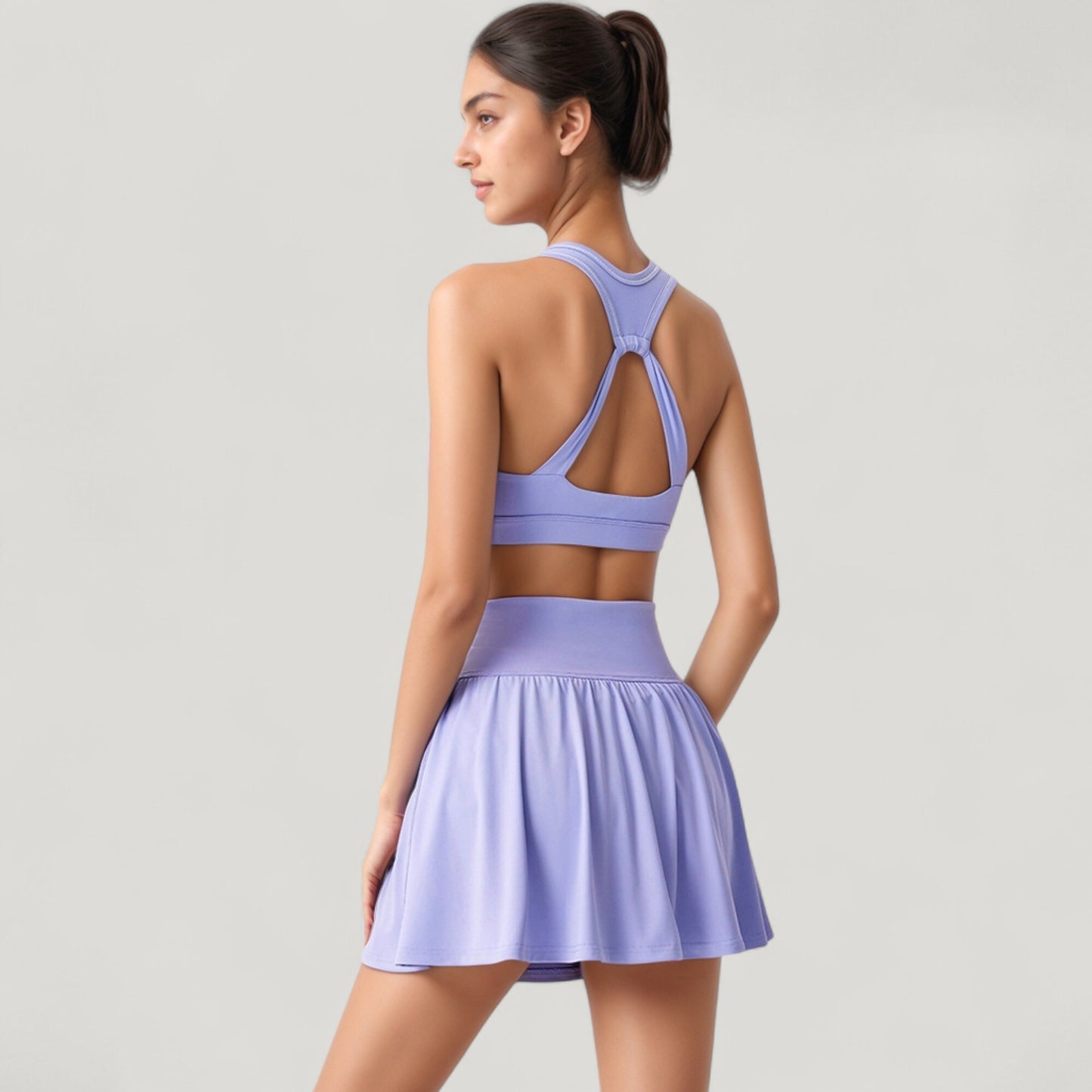 High Waist Flared Activewear Skirt with Wide Waistband and Flowing Hem