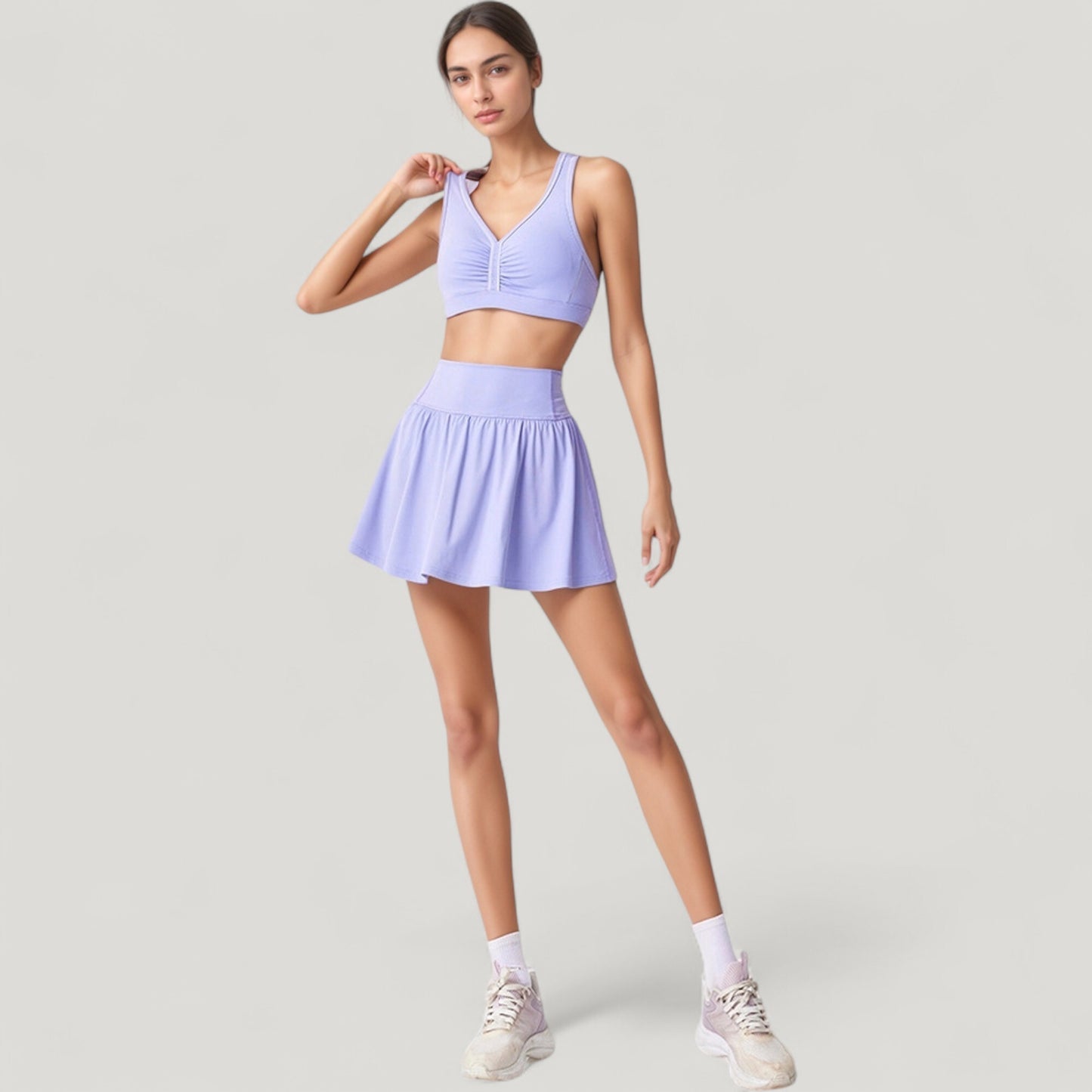 High Waist Flared Activewear Skirt with Wide Waistband and Flowing Hem