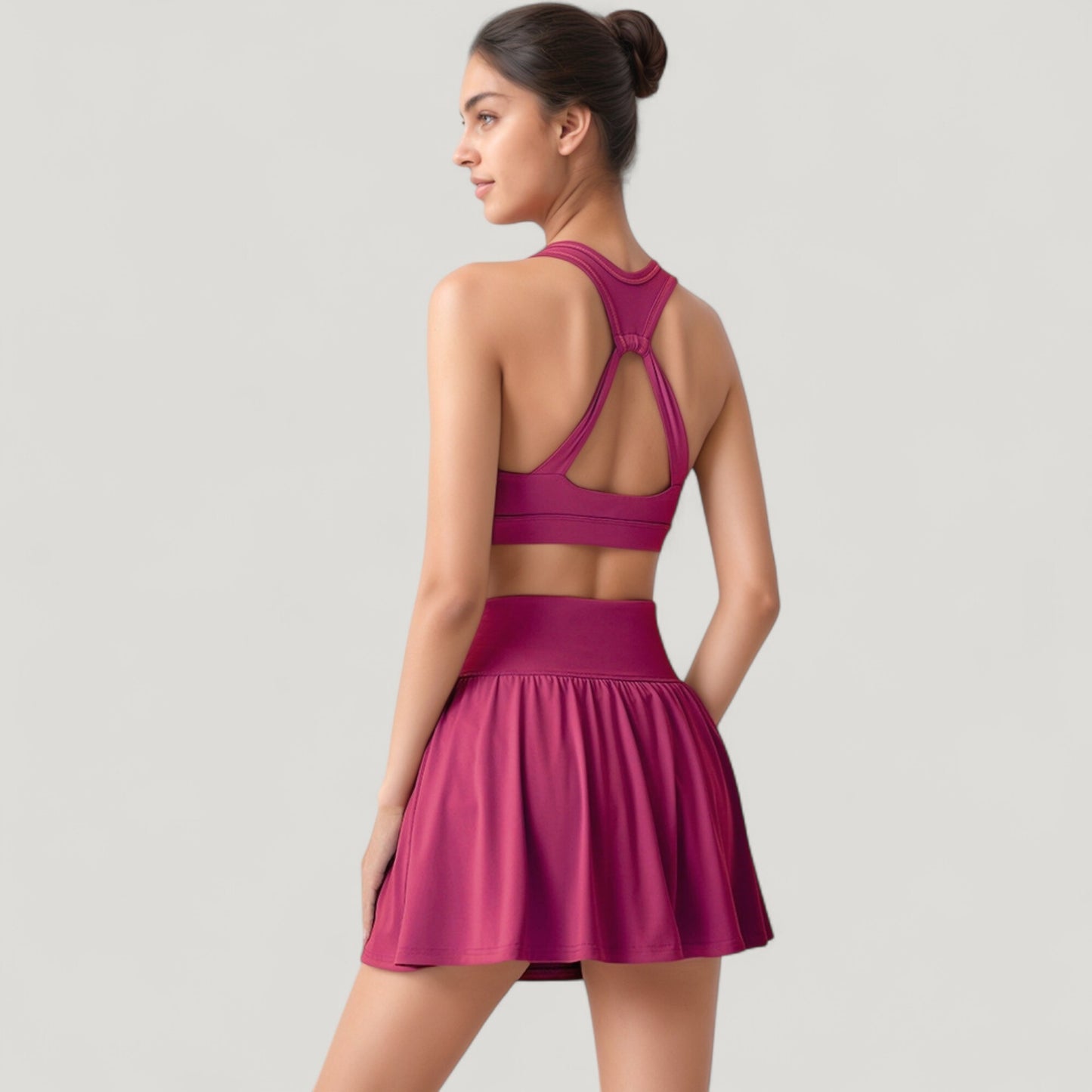 High Waist Flared Activewear Skirt with Wide Waistband and Flowing Hem