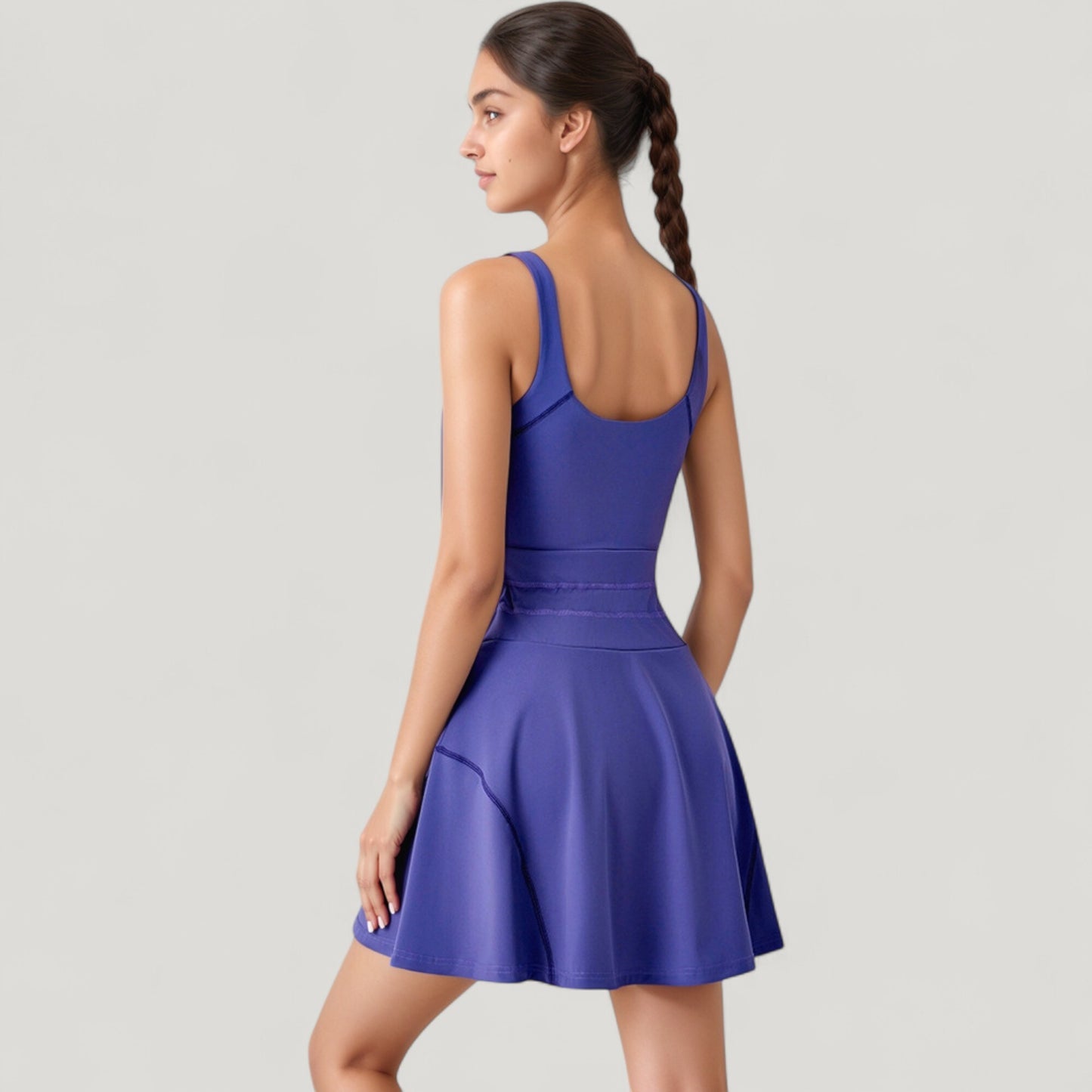 Sleeveless Tennis Dress with Scoop Neckline and Waist Tie Detail