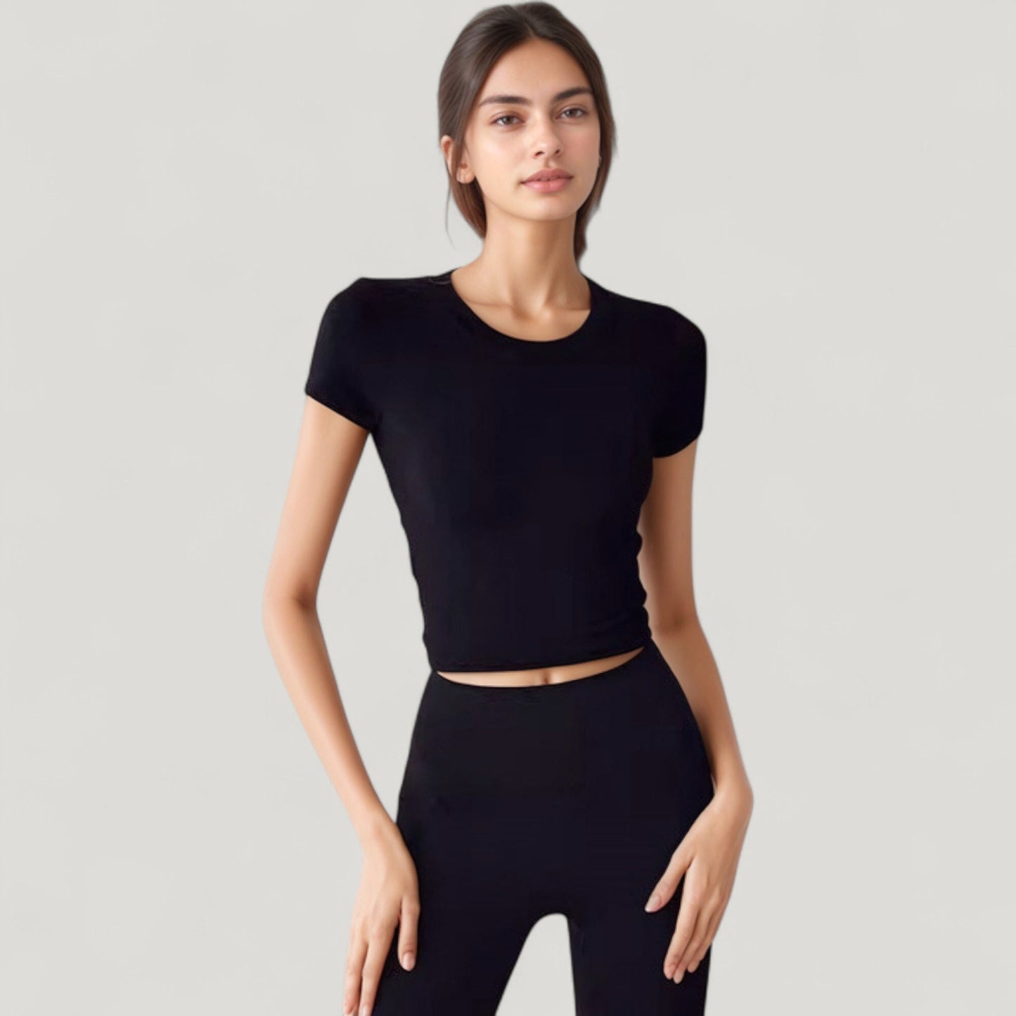 Short Sleeve Open Back Crop Top with Twist Detail and Fitted Silhouette