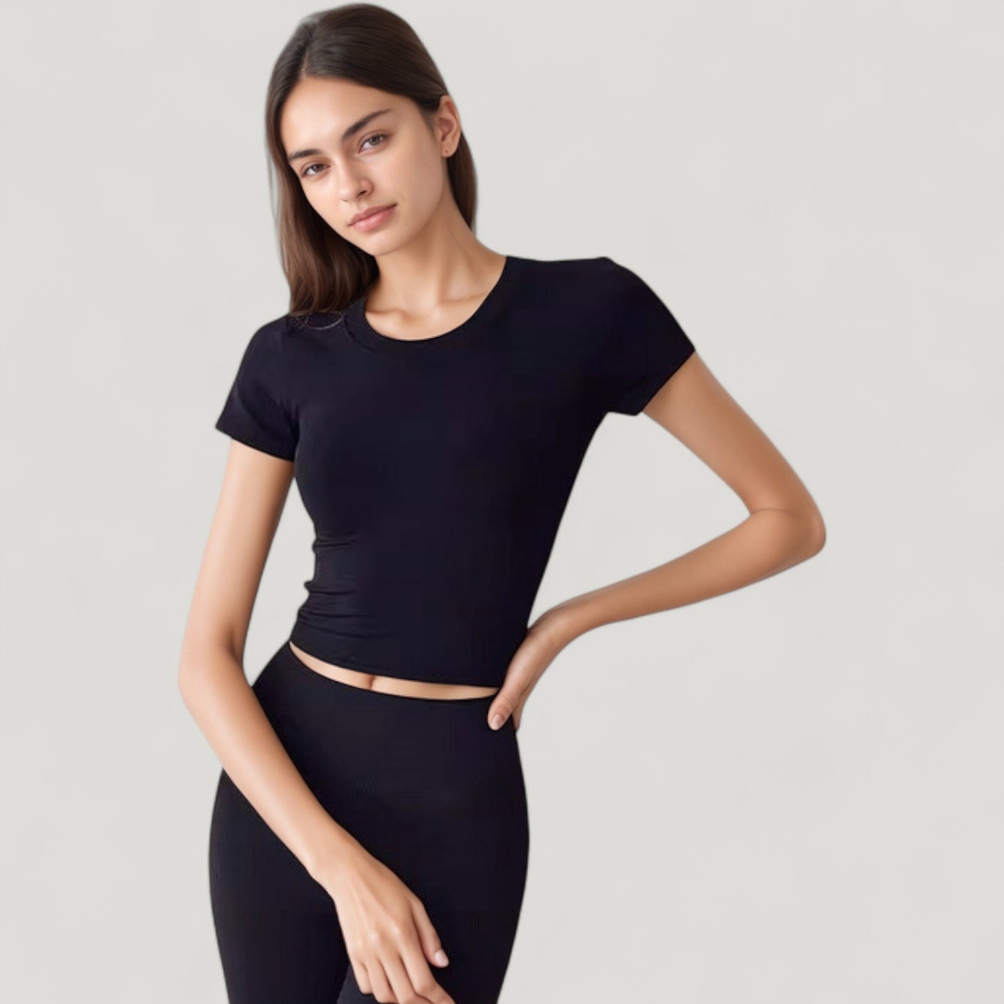 Short Sleeve Open Back Crop Top with Twist Detail and Fitted Silhouette