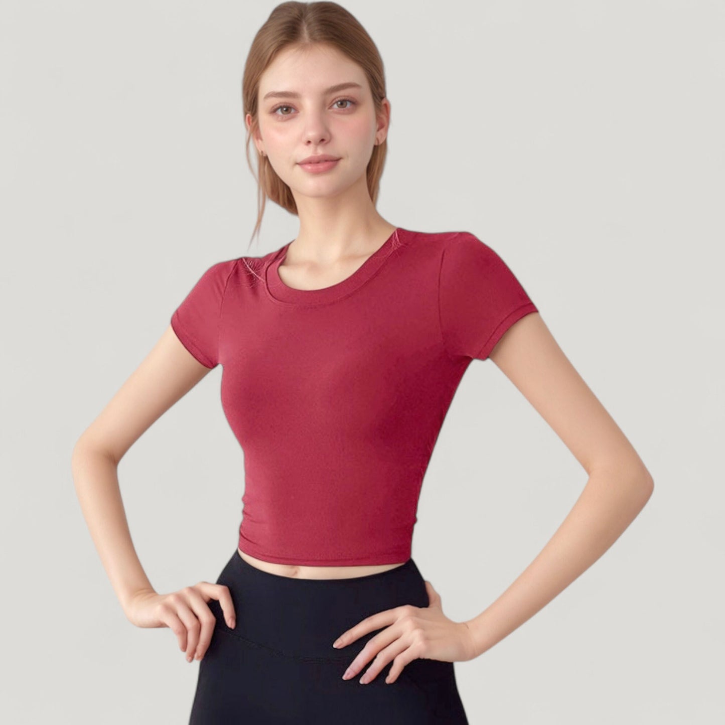 Short Sleeve Open Back Crop Top with Twist Detail and Fitted Silhouette