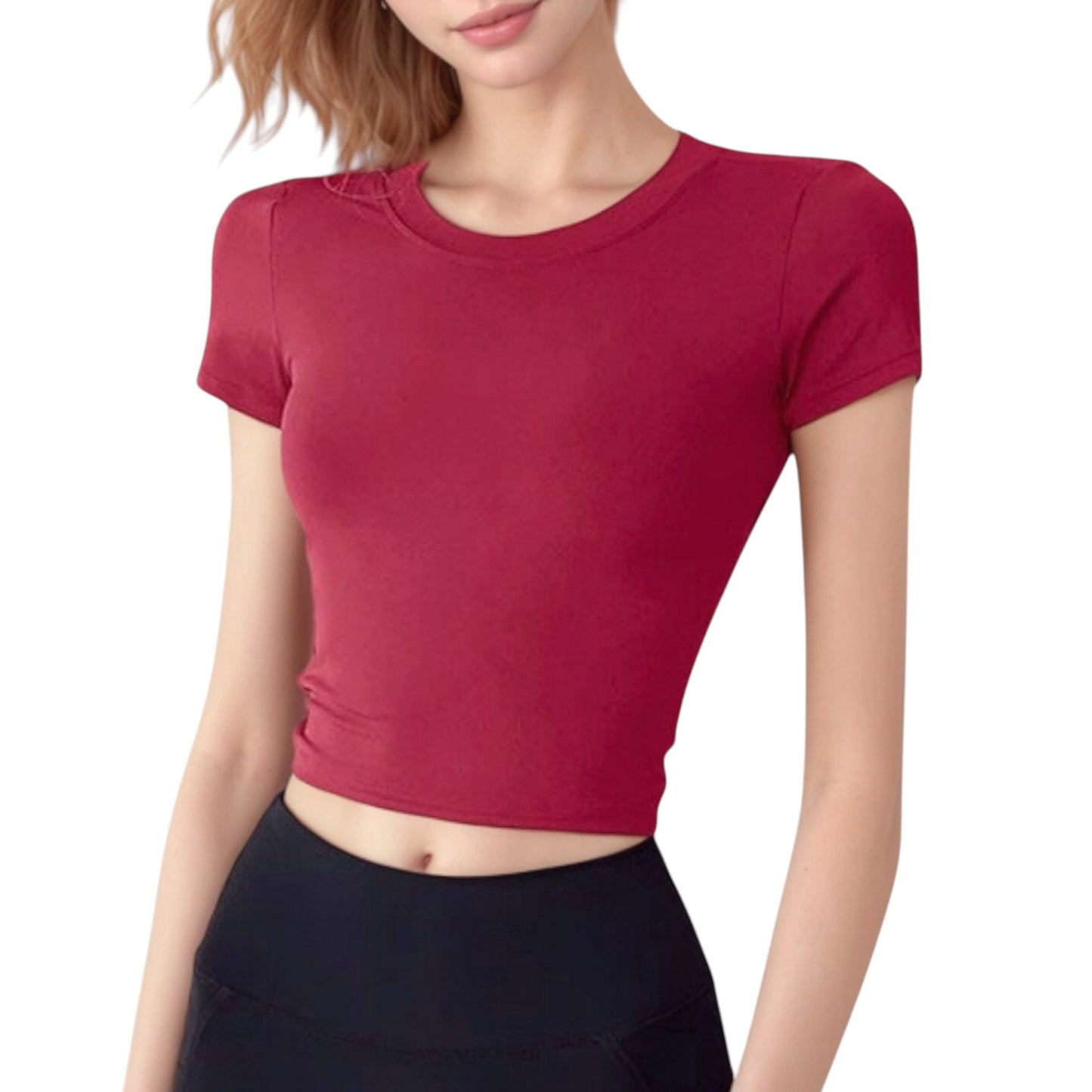Short Sleeve Open Back Crop Top with Twist Detail and Fitted Silhouette