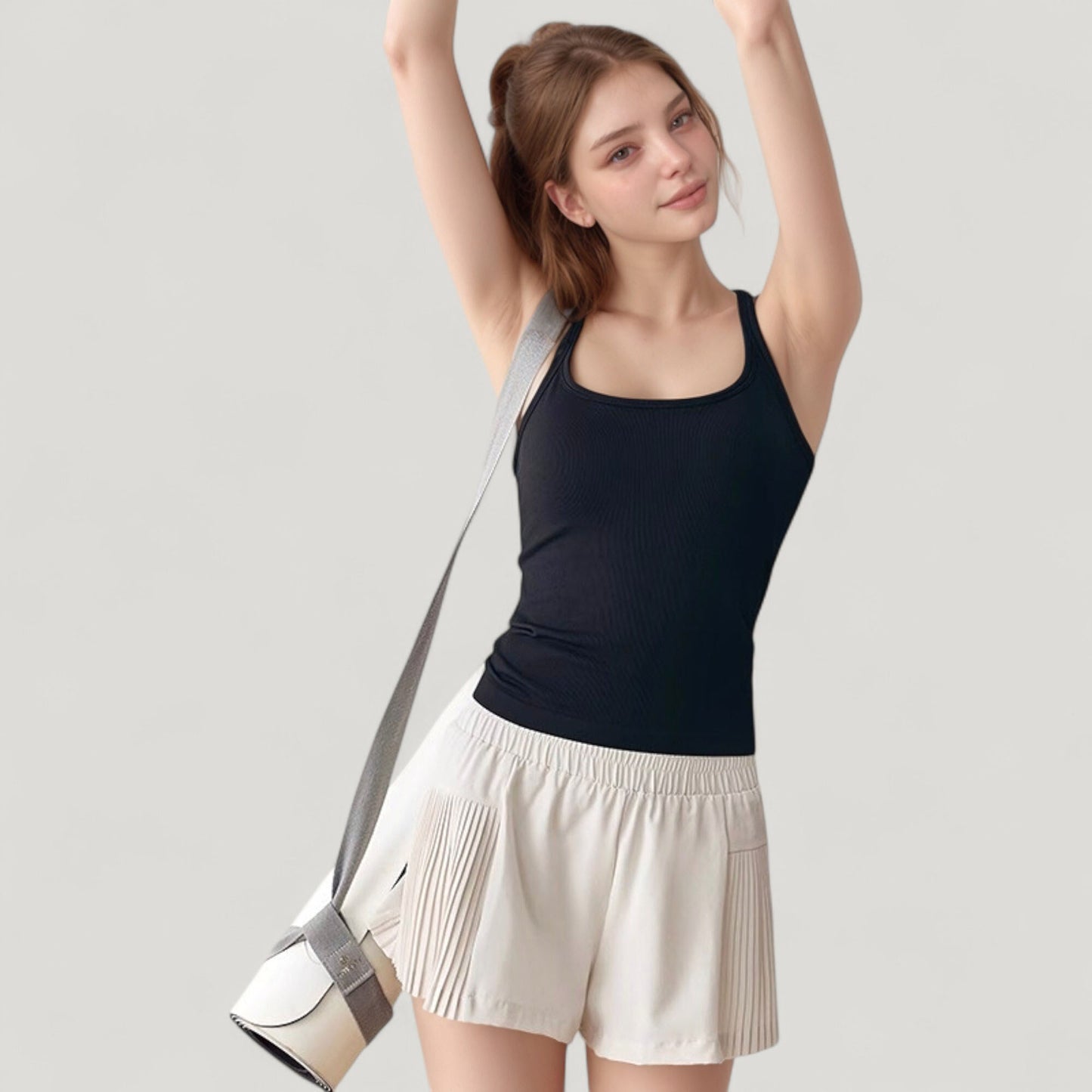 Scoop Neck Fitted Activewear Tank Top with Racerback Design and Soft Stretch Fabric