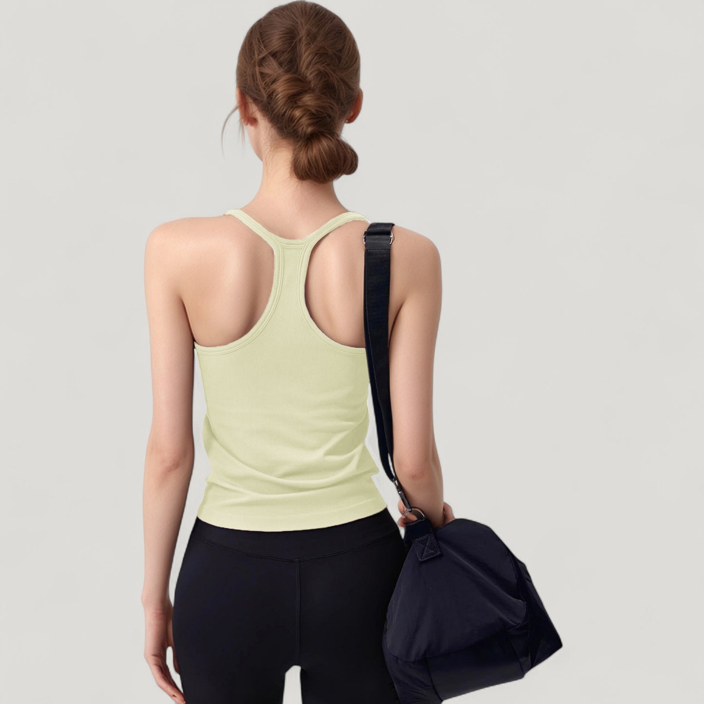 Scoop Neck Fitted Activewear Tank Top with Racerback Design and Soft Stretch Fabric