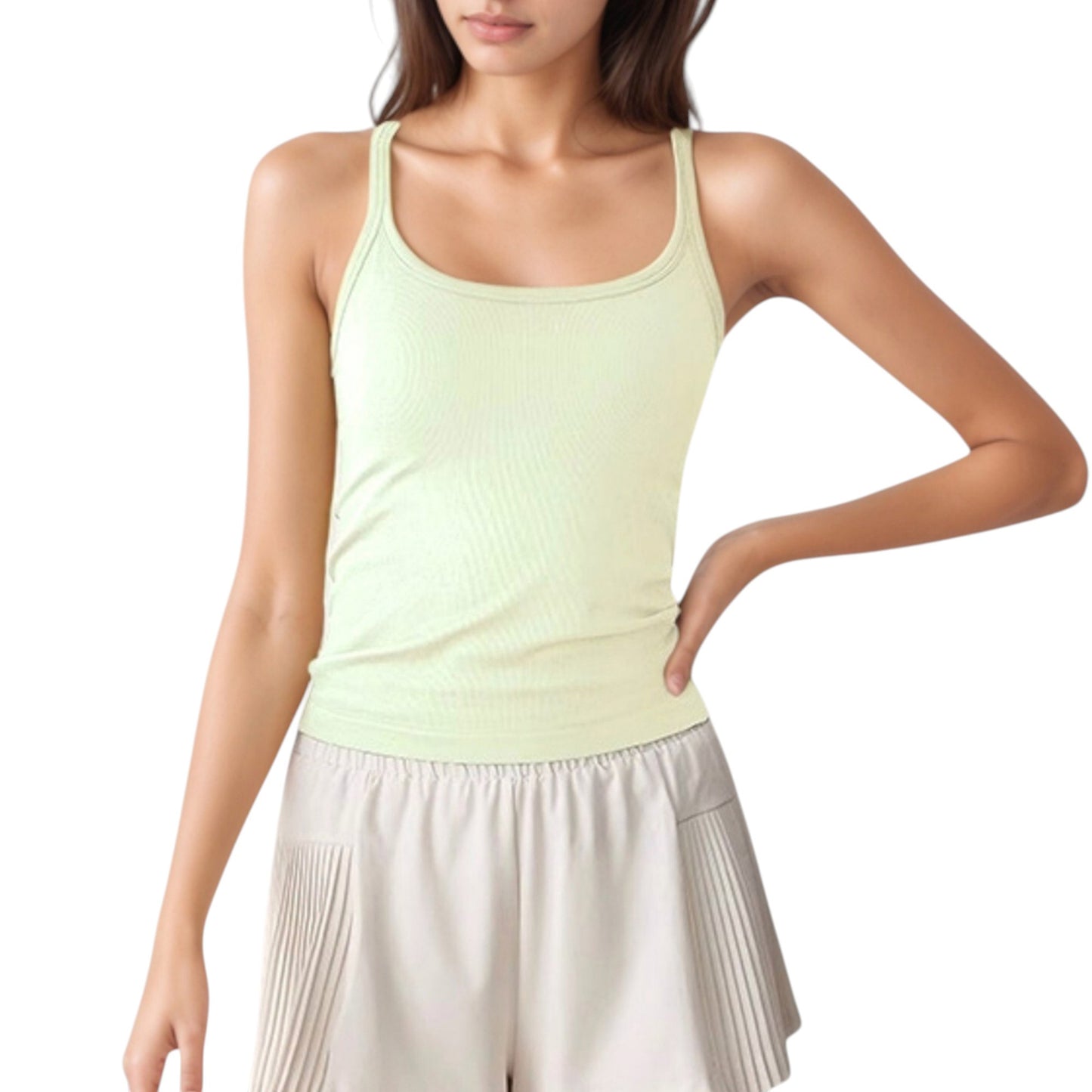 Scoop Neck Fitted Activewear Tank Top with Racerback Design and Soft Stretch Fabric