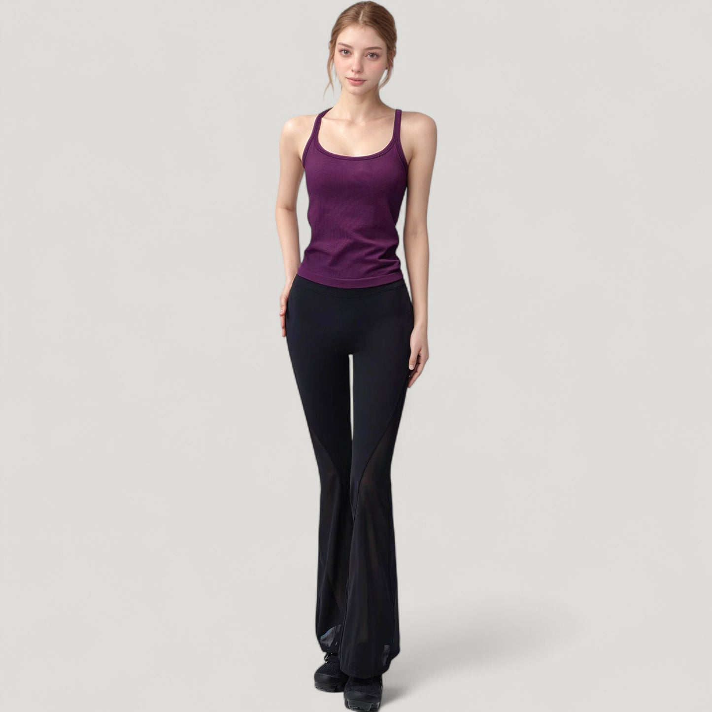 Scoop Neck Fitted Activewear Tank Top with Racerback Design and Soft Stretch Fabric