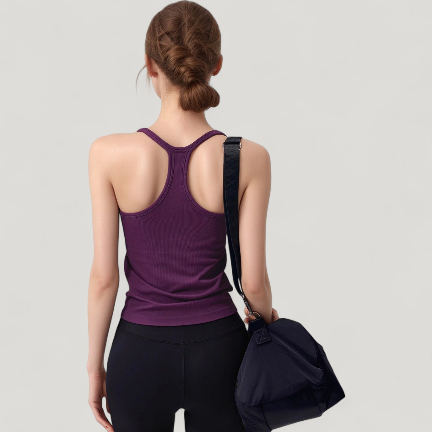 Scoop Neck Fitted Activewear Tank Top with Racerback Design and Soft Stretch Fabric