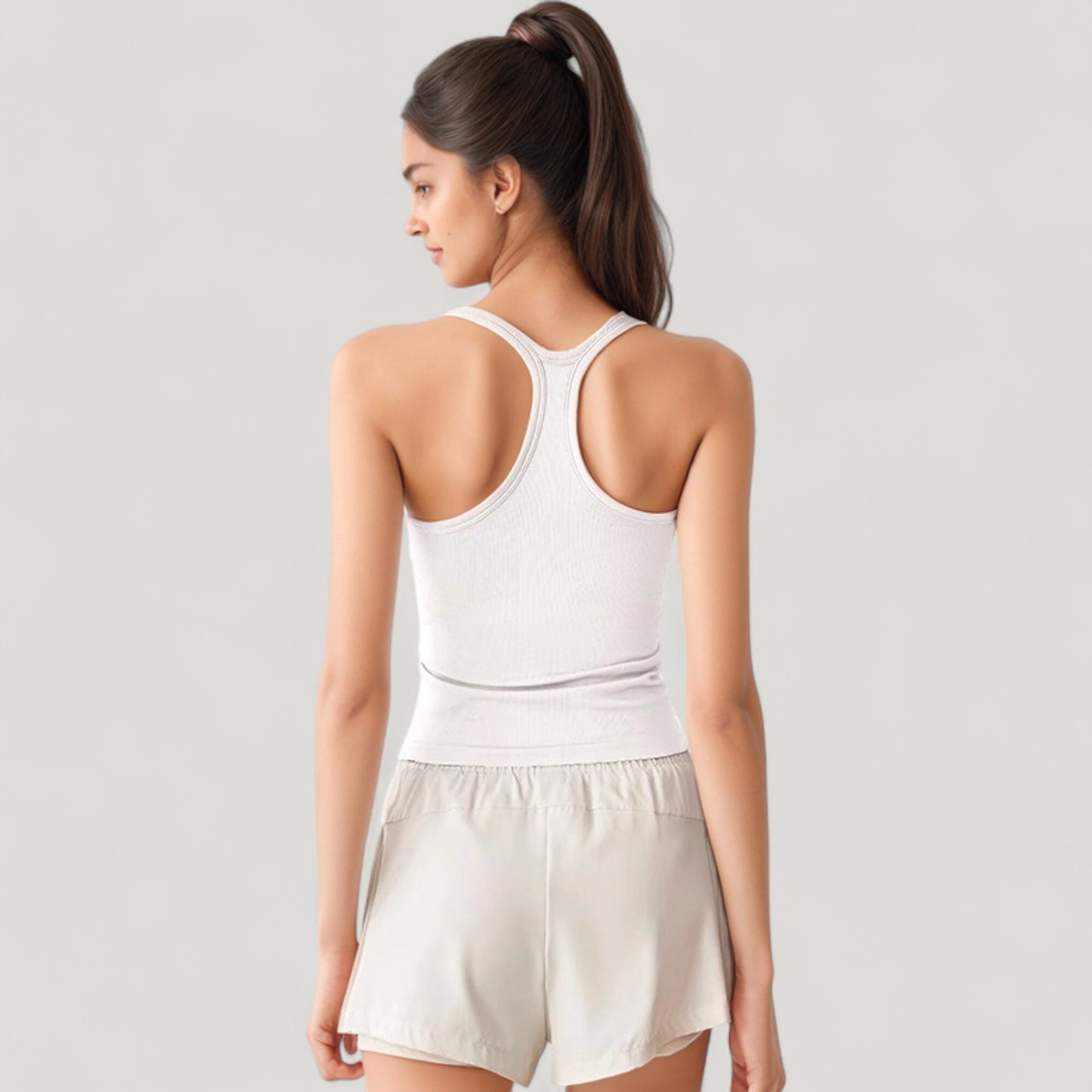 Scoop Neck Fitted Activewear Tank Top with Racerback Design and Soft Stretch Fabric