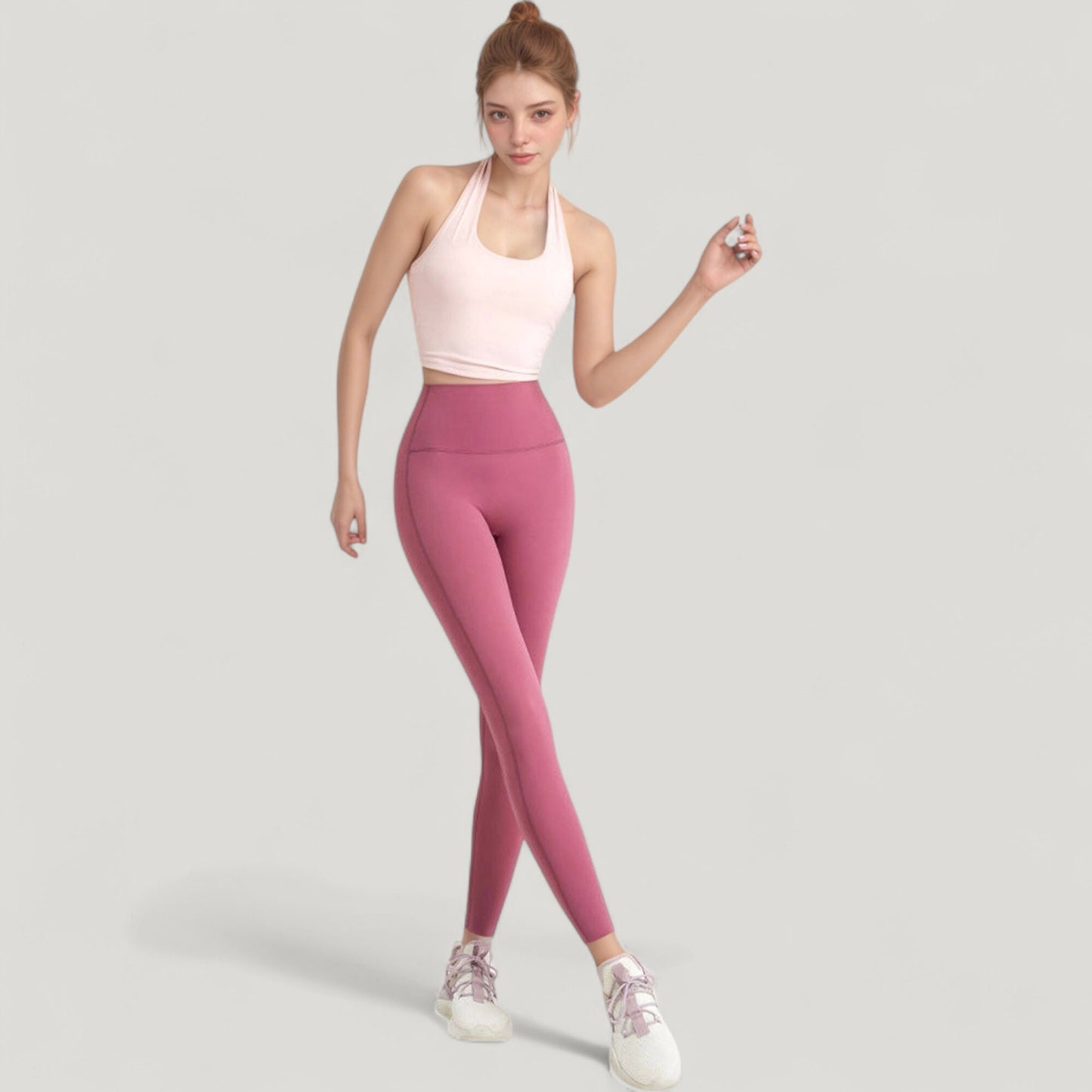 Halter Neck Athletic Crop Top with Cross Back Detail and Stretch Fabric