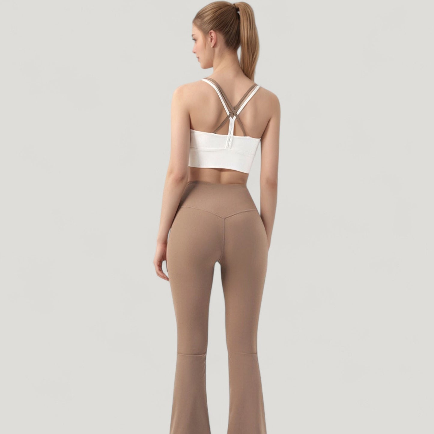Scoop Neck Sports Bra with Double Strap Back and Soft Stretch Fabric