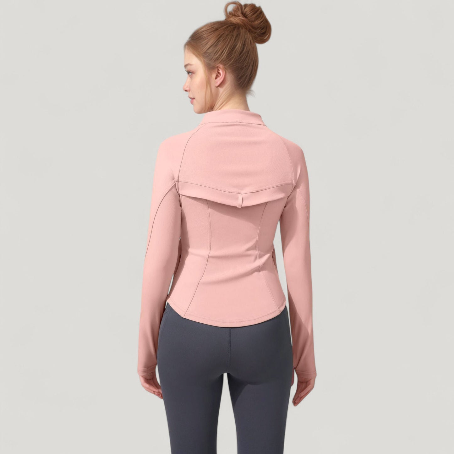 Full Zip Long Sleeve Active Jacket with Slim Fit and High Collar