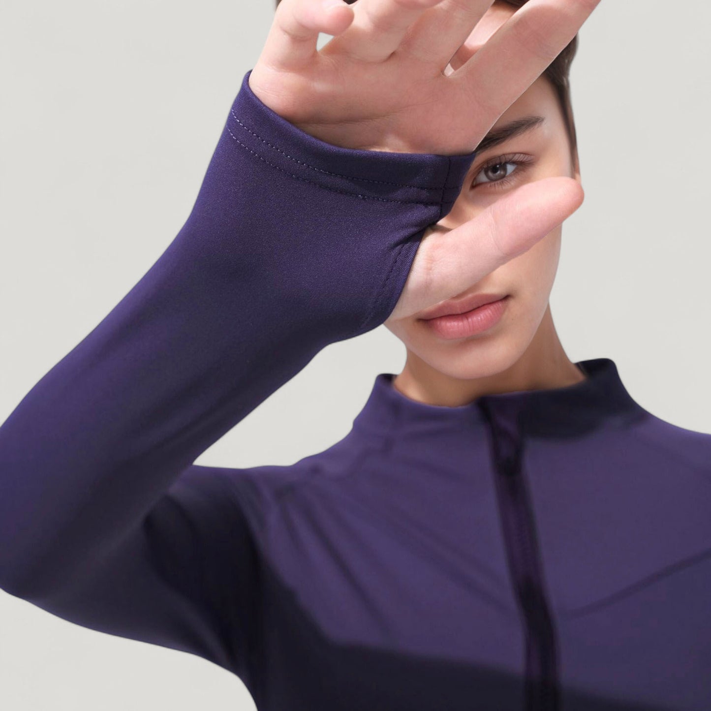 Full Zip Long Sleeve Active Jacket with Slim Fit and High Collar