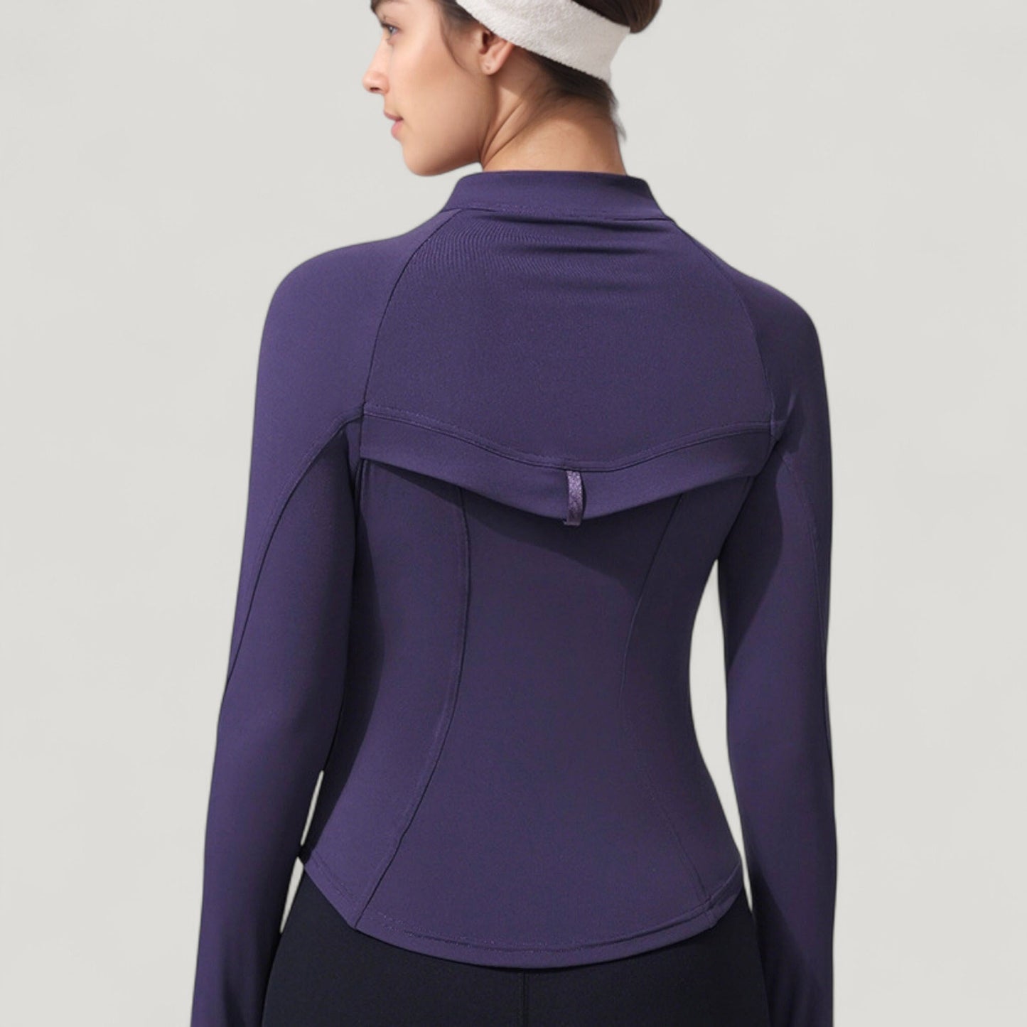 Full Zip Long Sleeve Active Jacket with Slim Fit and High Collar