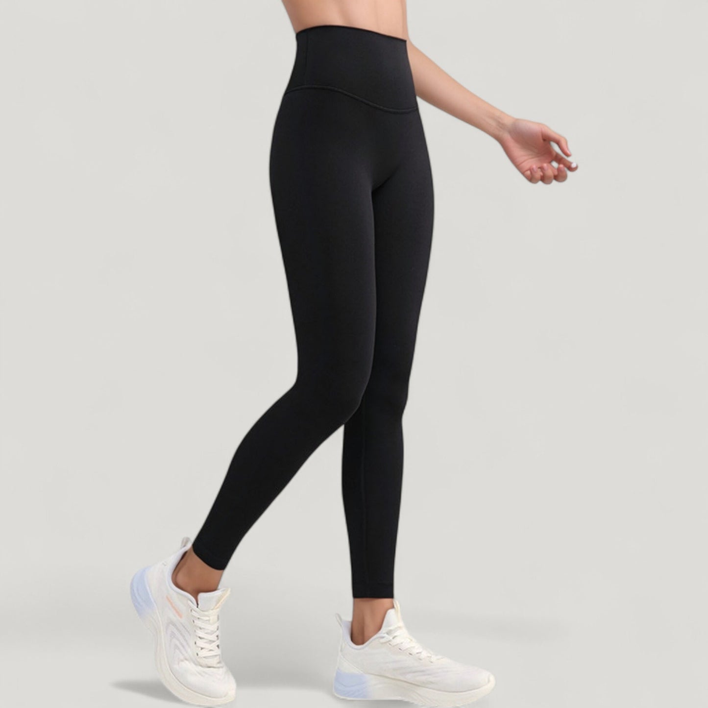 High Waist Full Length Active Leggings with Wide Waistband and Seamless Design