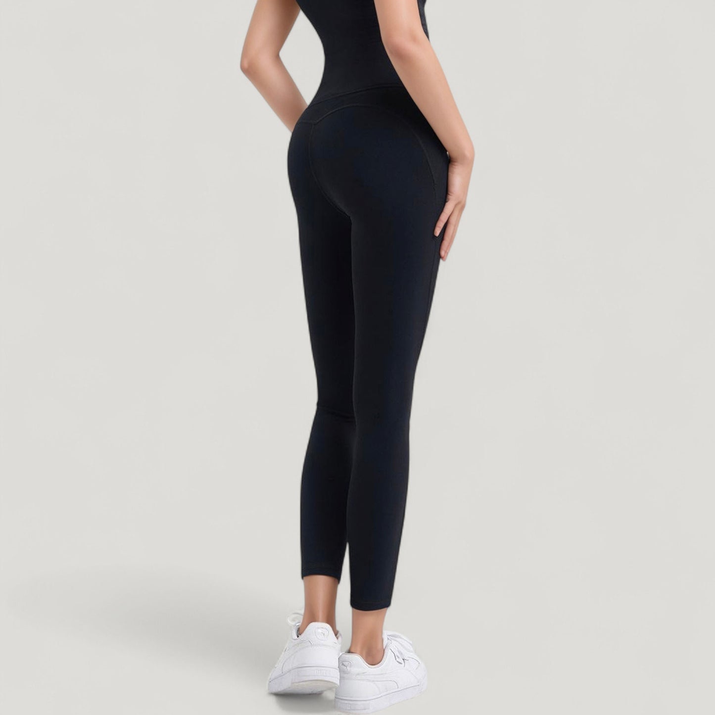 High Waist Full Length Active Leggings with Wide Waistband and Seamless Design