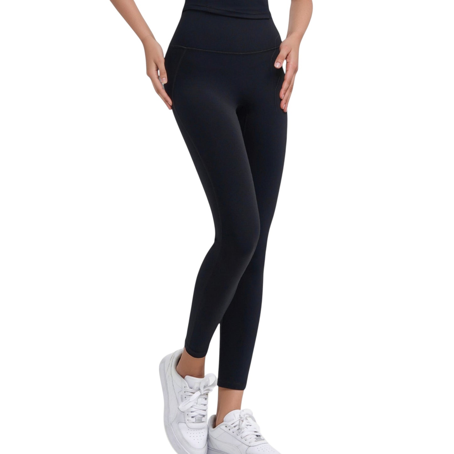 High Waist Full Length Active Leggings with Wide Waistband and Seamless Design