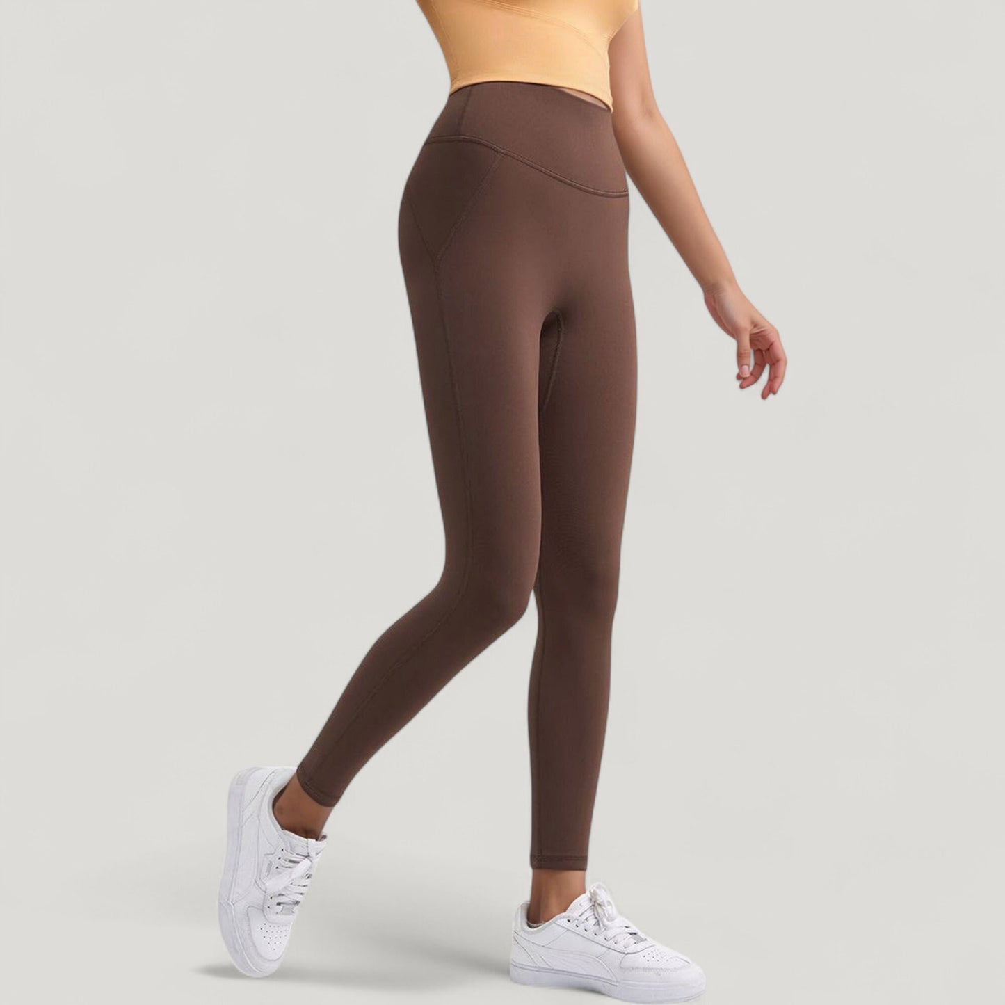 High Waist Full Length Active Leggings with Wide Waistband and Seamless Design