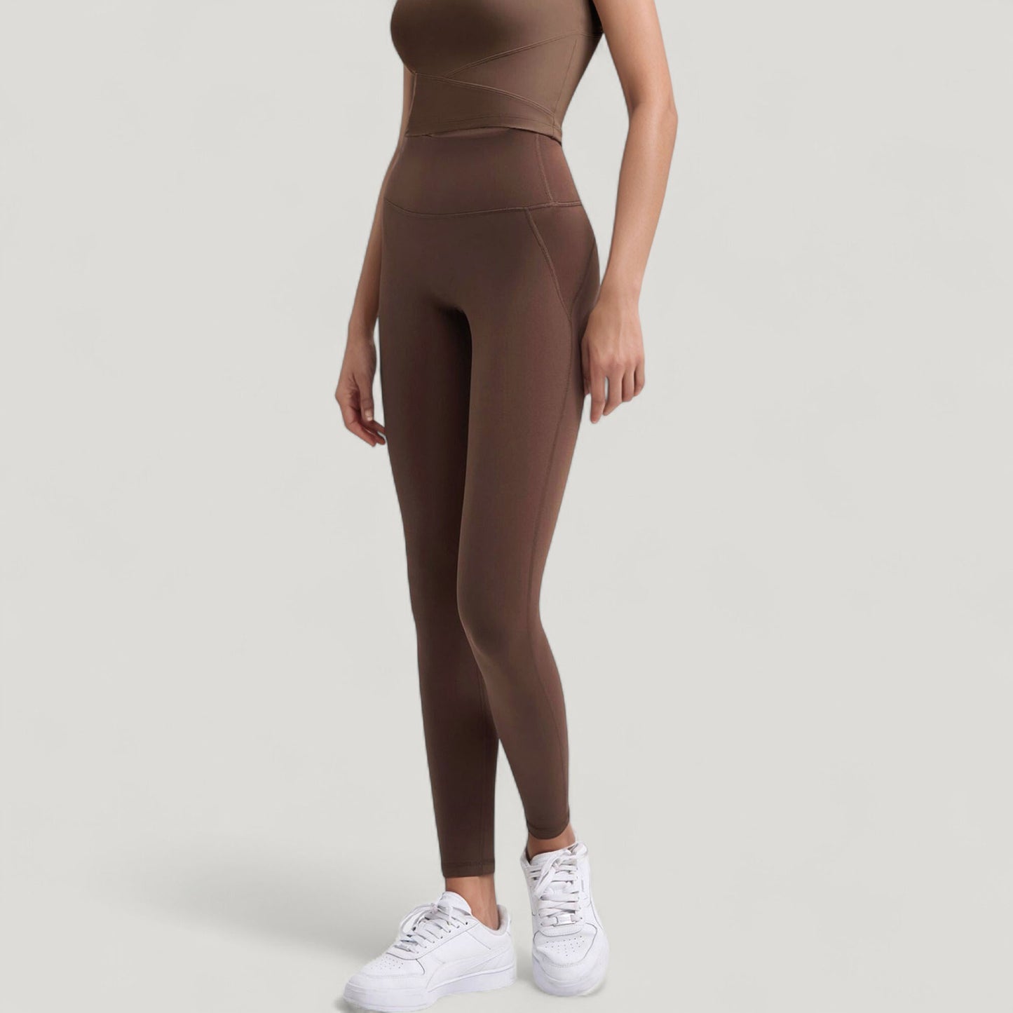 High Waist Full Length Active Leggings with Wide Waistband and Seamless Design