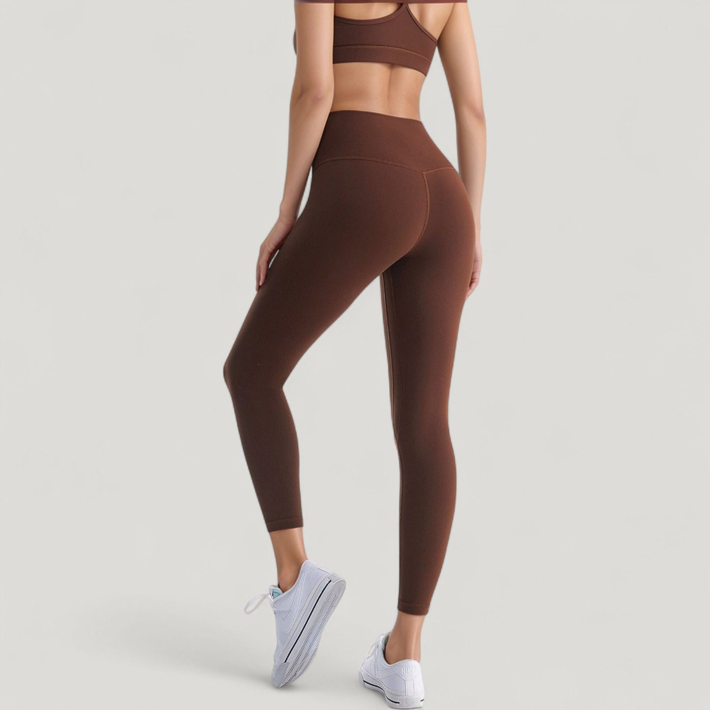 High Waist Full Length Active Leggings with Wide Waistband and Seamless Design