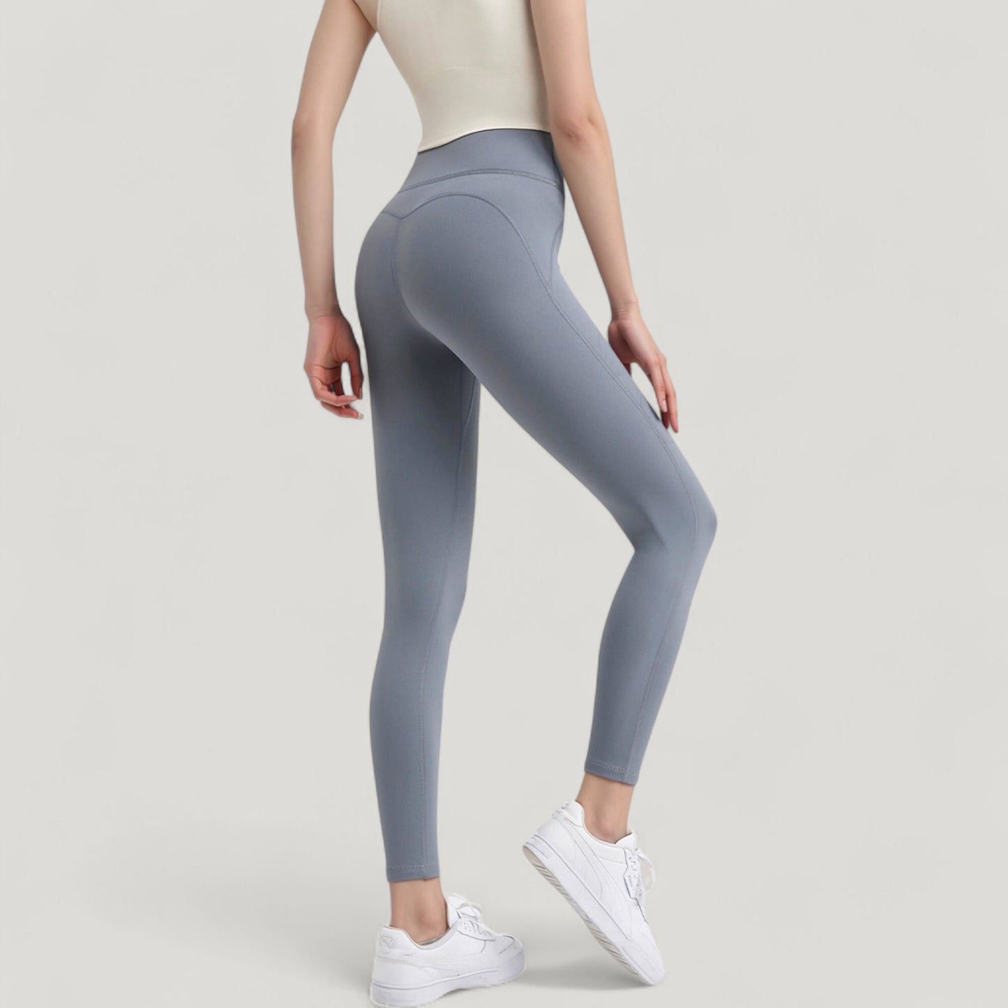 High Waist Full Length Active Leggings with Wide Waistband and Seamless Design