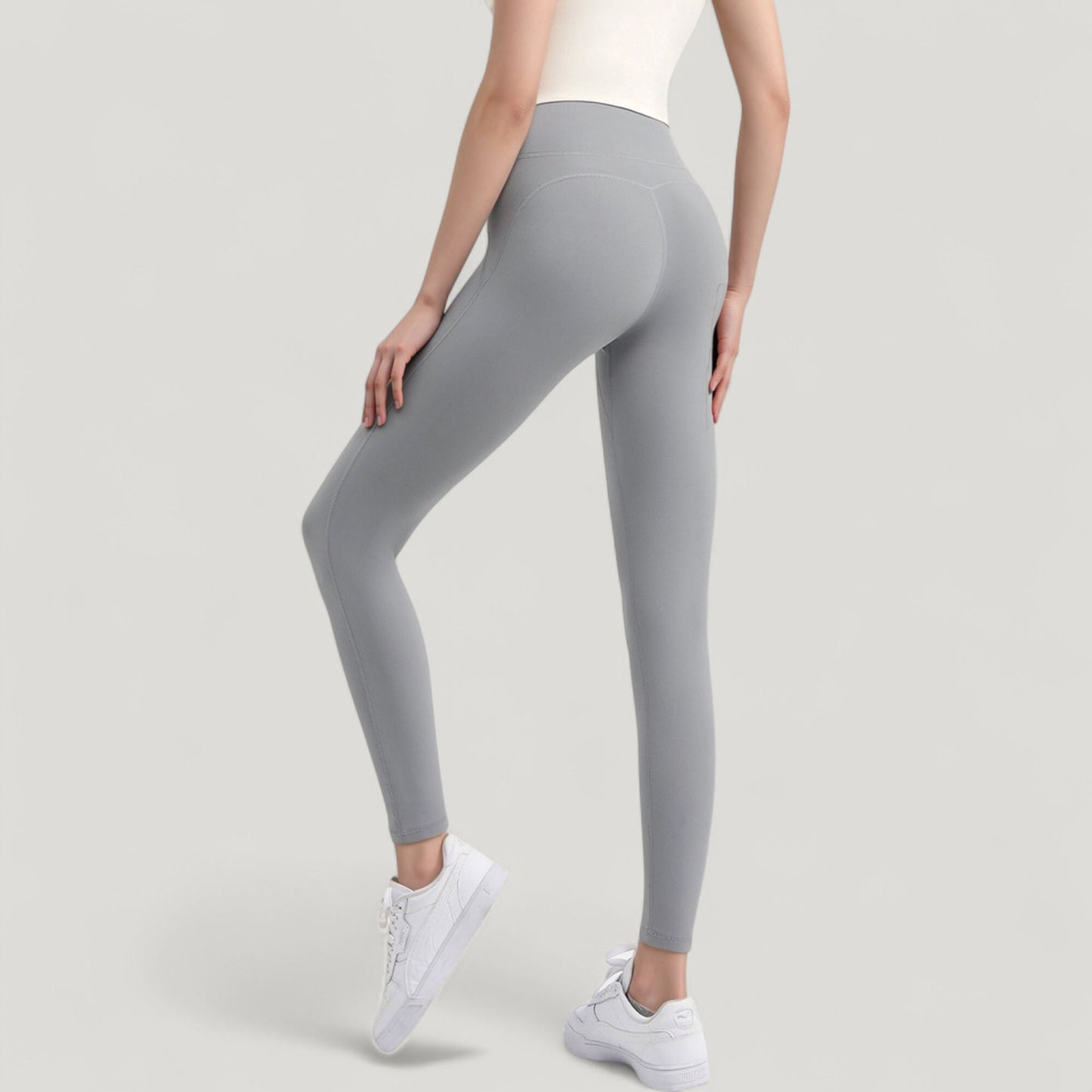 High Waist Full Length Active Leggings with Wide Waistband and Seamless Design