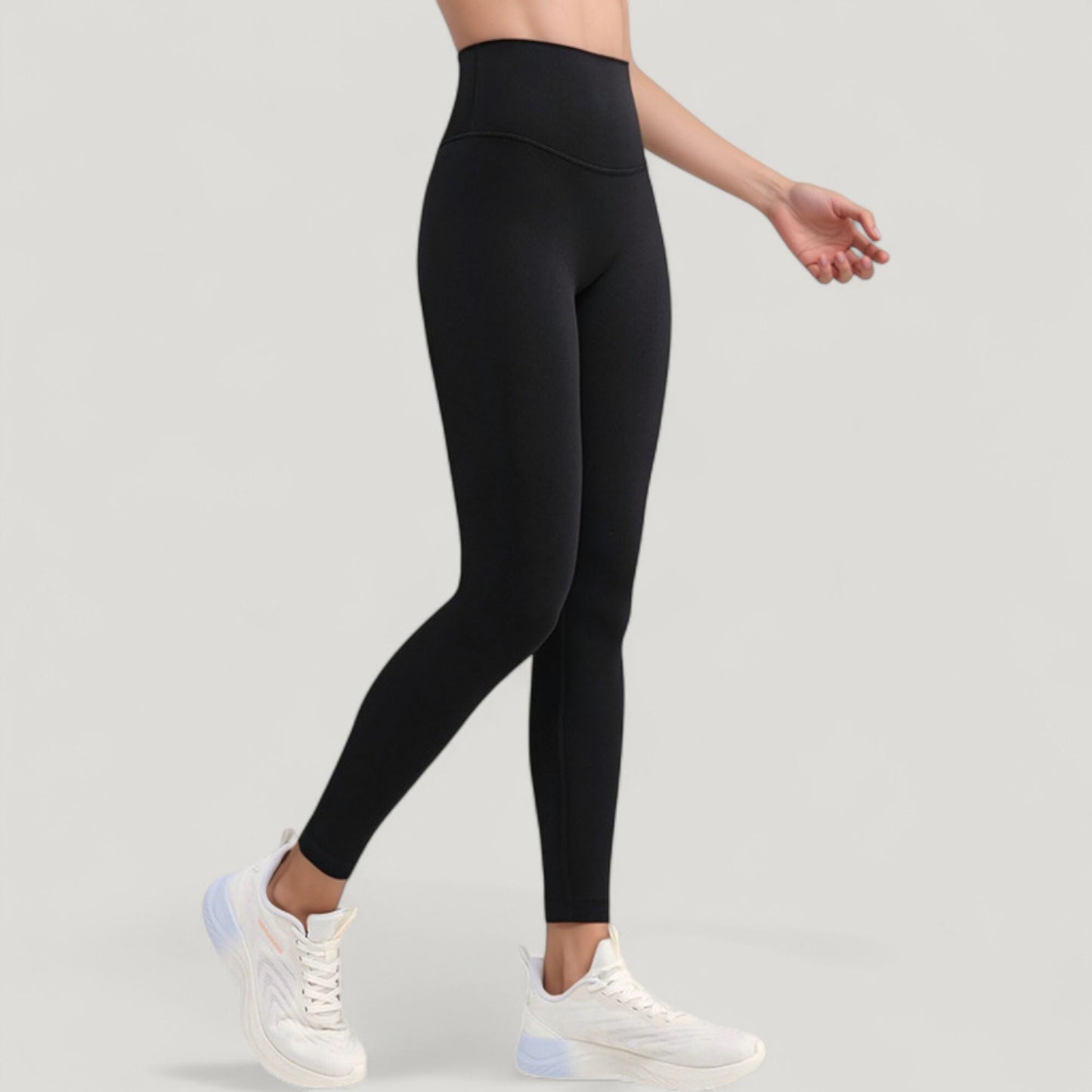 High Waist Full Length Leggings with Wide Waistband and Side Pocket