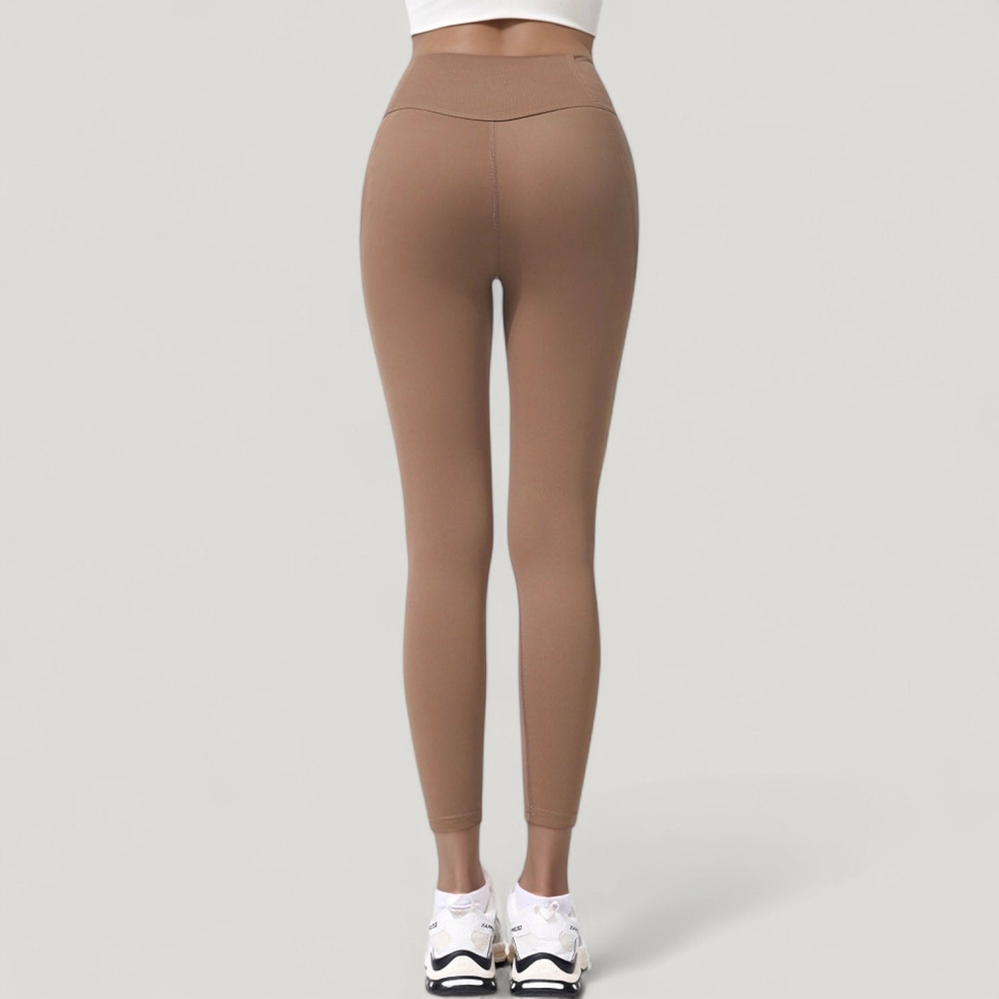 High Waist Full Length Leggings with Wide Waistband and Side Pocket