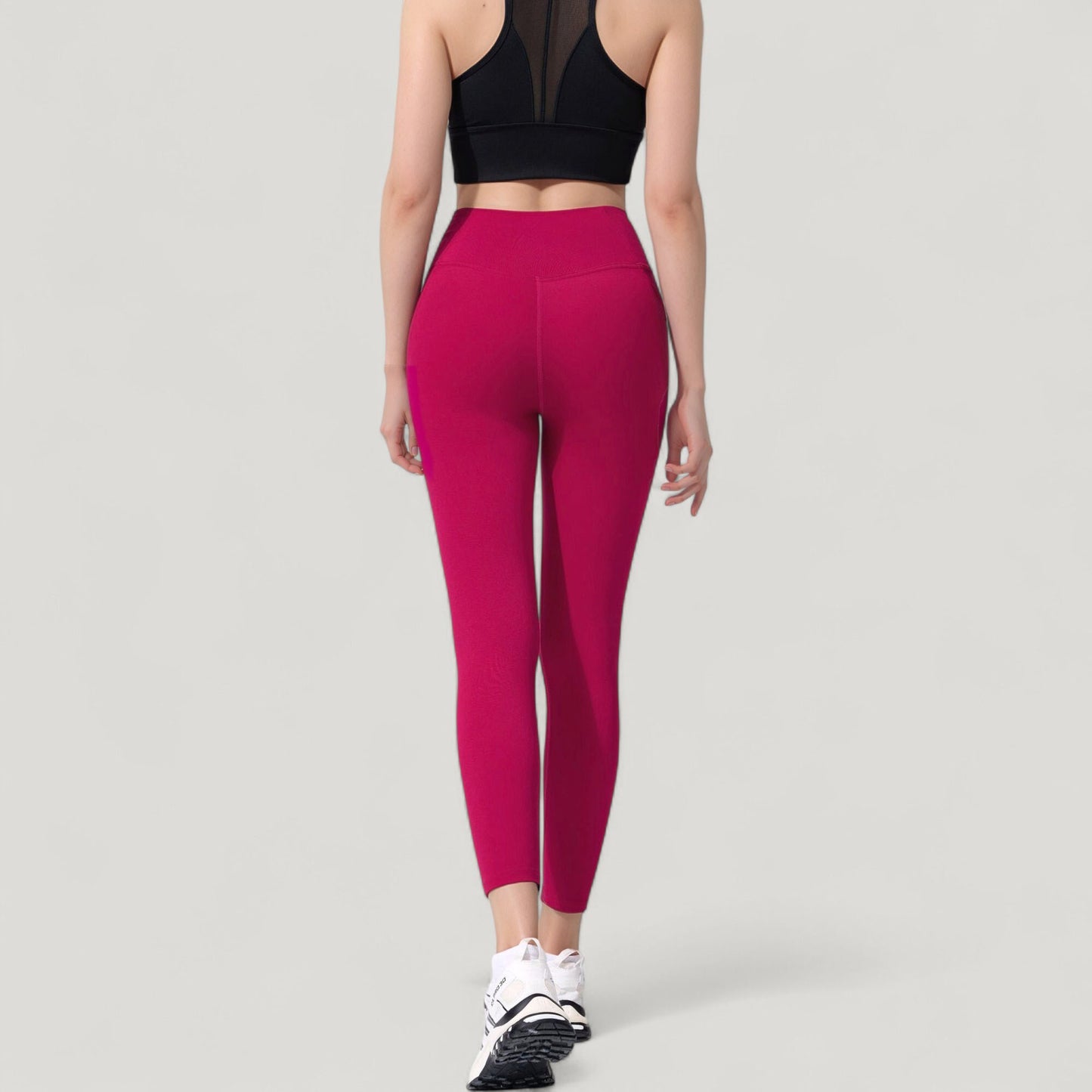 High Waist Full Length Leggings with Wide Waistband and Side Pocket