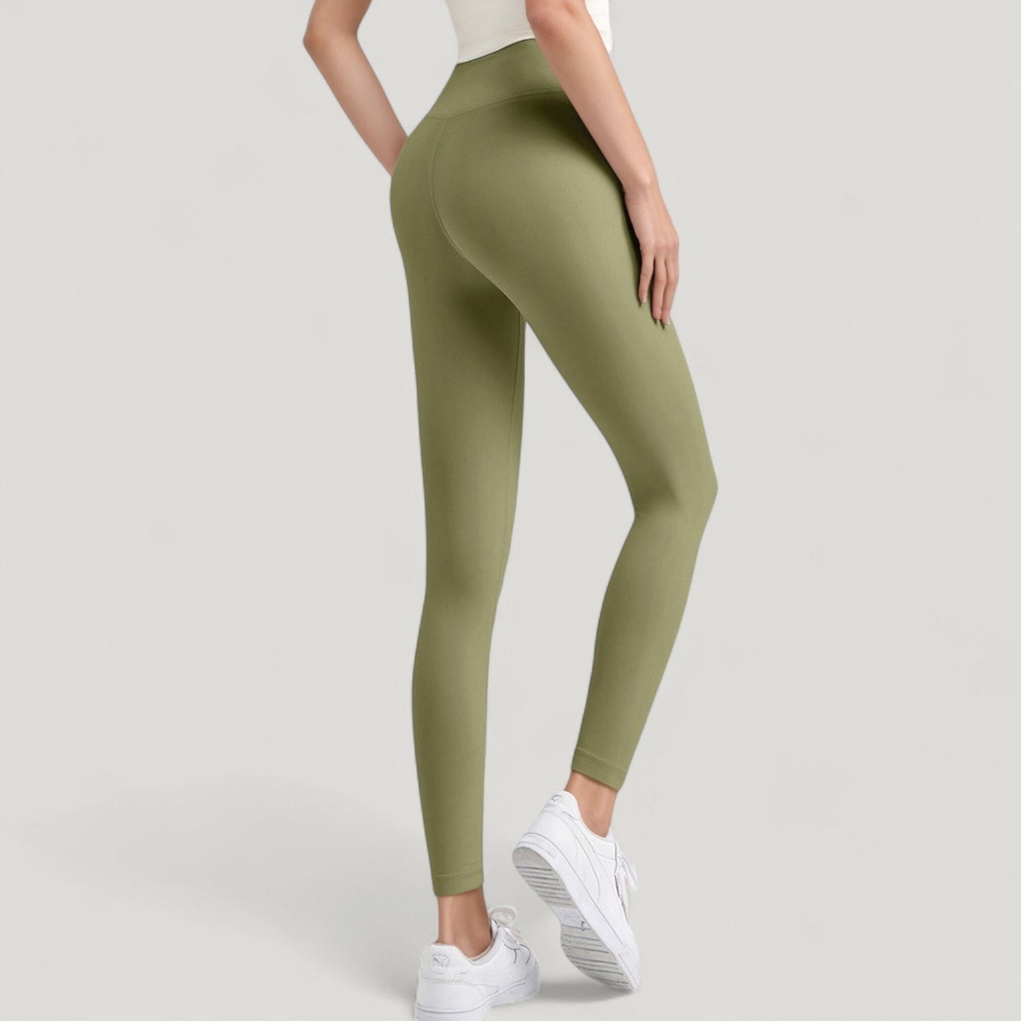 High Waist Full Length Leggings with Wide Waistband