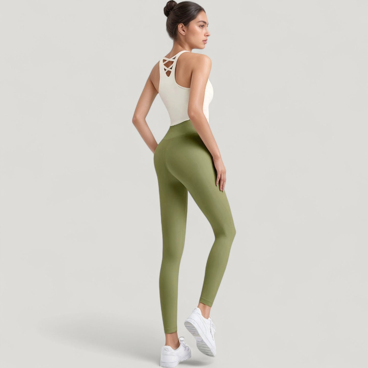High Waist Full Length Leggings with Wide Waistband