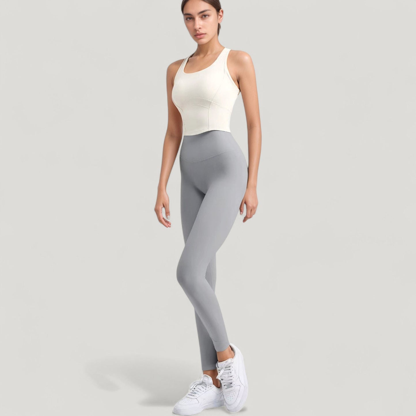 High Waist Full Length Leggings with Wide Waistband