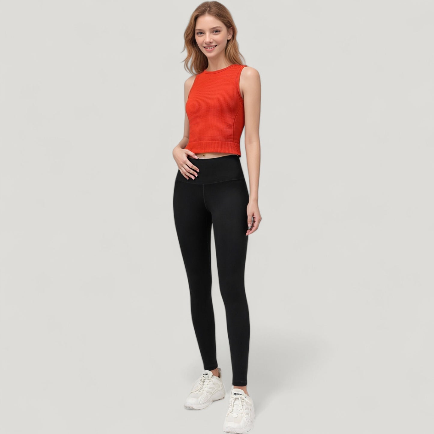 Ribbed High Neck Sleeveless Crop Top with Seam Detail