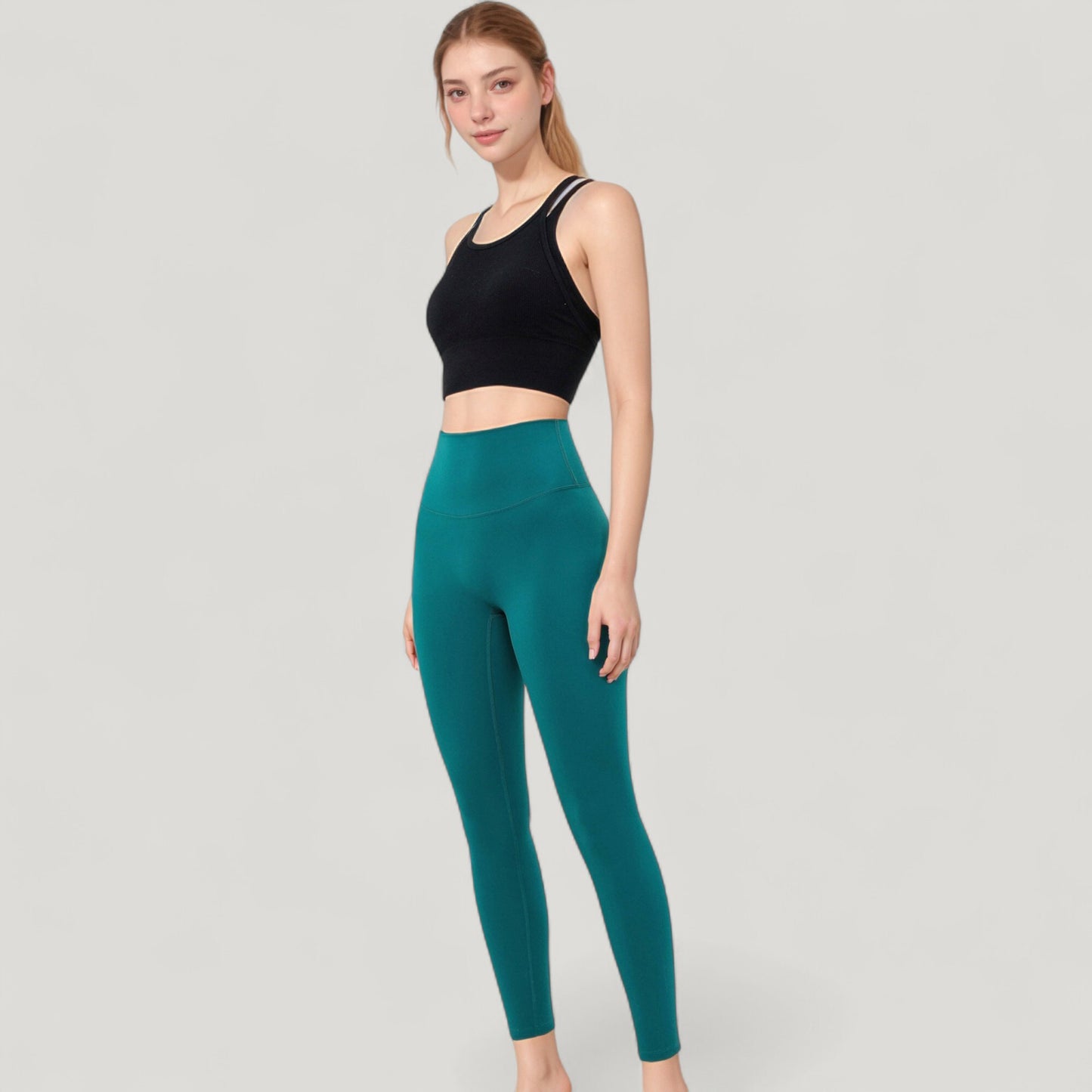 Double Strap Crew Neck Ribbed Crop Top with Fitted Hem