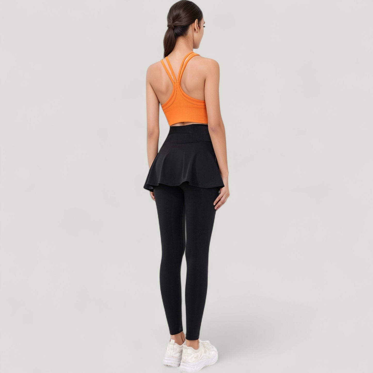 Double Strap Crew Neck Ribbed Crop Top with Fitted Hem