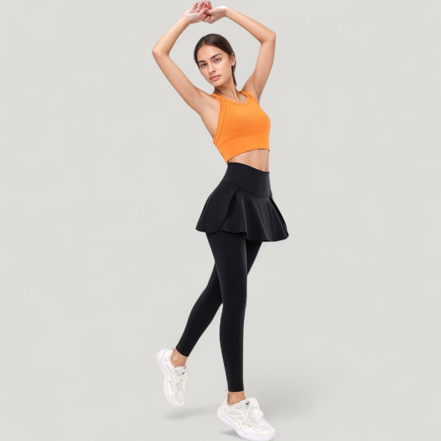 Double Strap Crew Neck Ribbed Crop Top with Fitted Hem