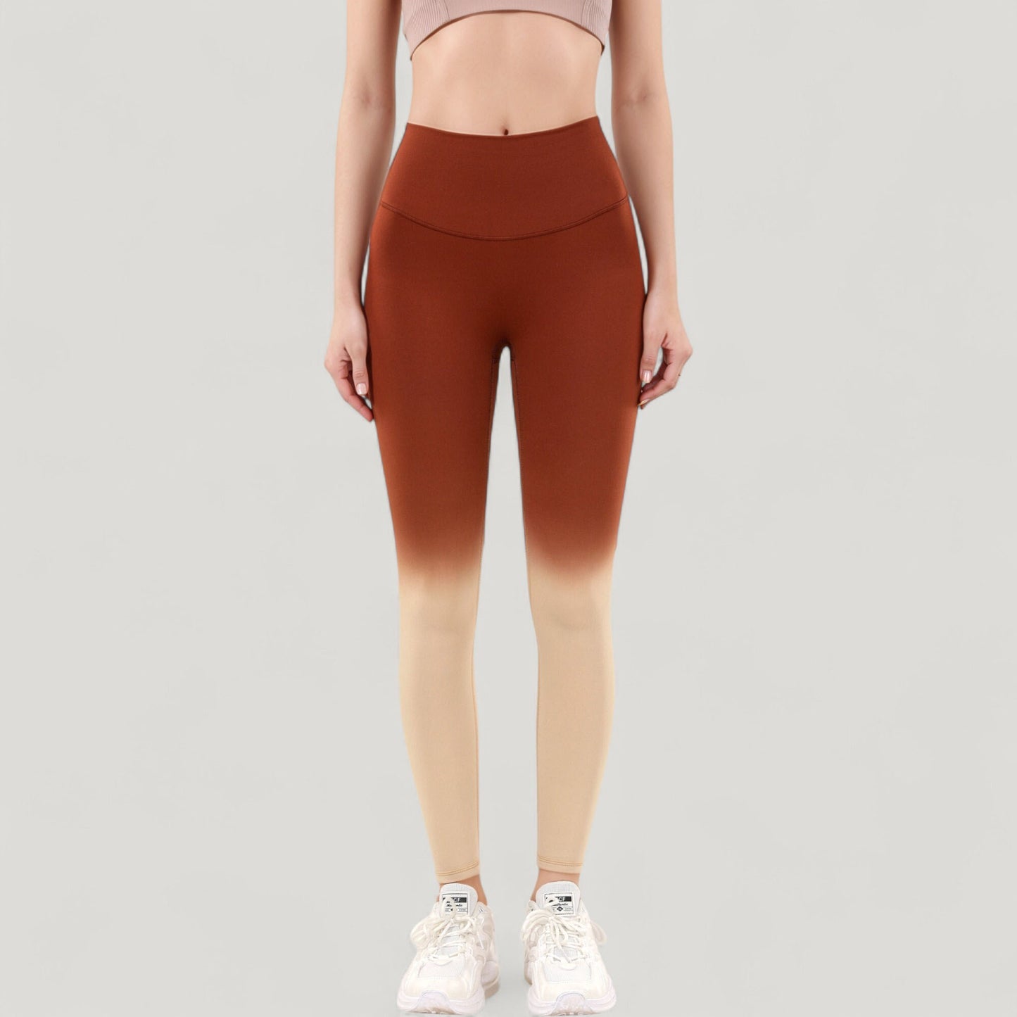 High Waist Ombre Gradient Seamless Leggings with Wide Waistband