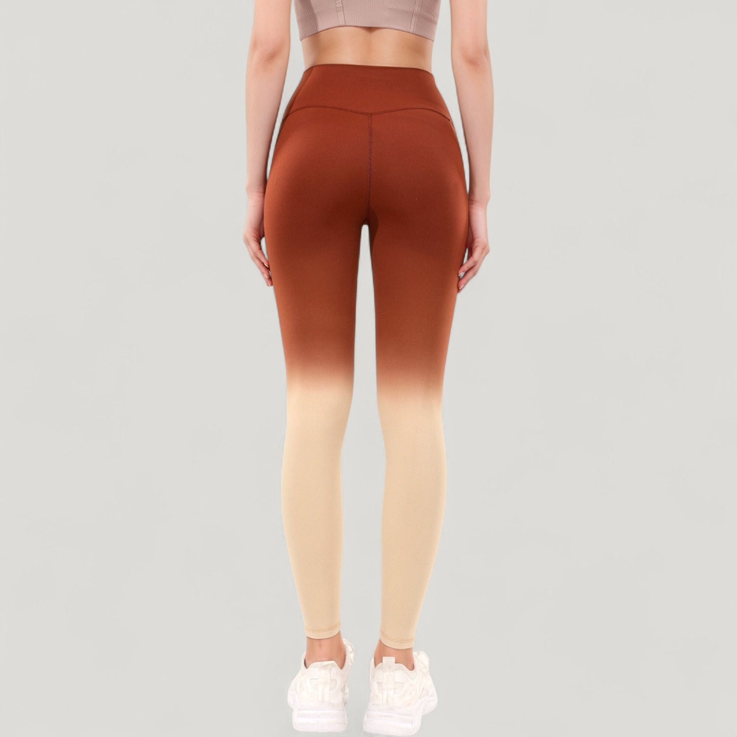 High Waist Ombre Gradient Seamless Leggings with Wide Waistband